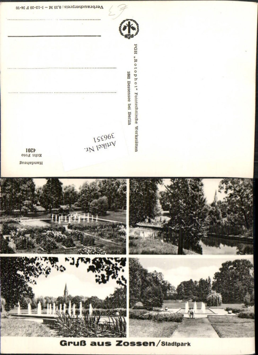 396351, Greetings from Zossen City Park Water Feature Multi-image postcard