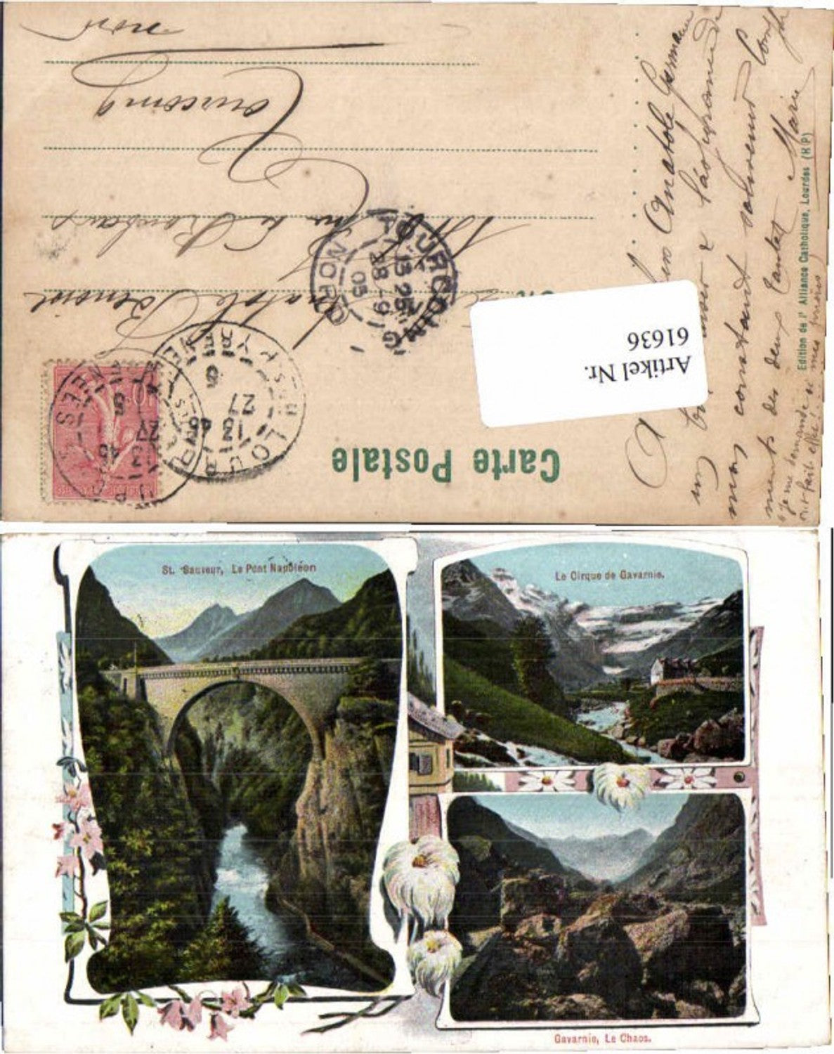 61636,Litho Gavarnie Le Chaos Brücke Sauveur