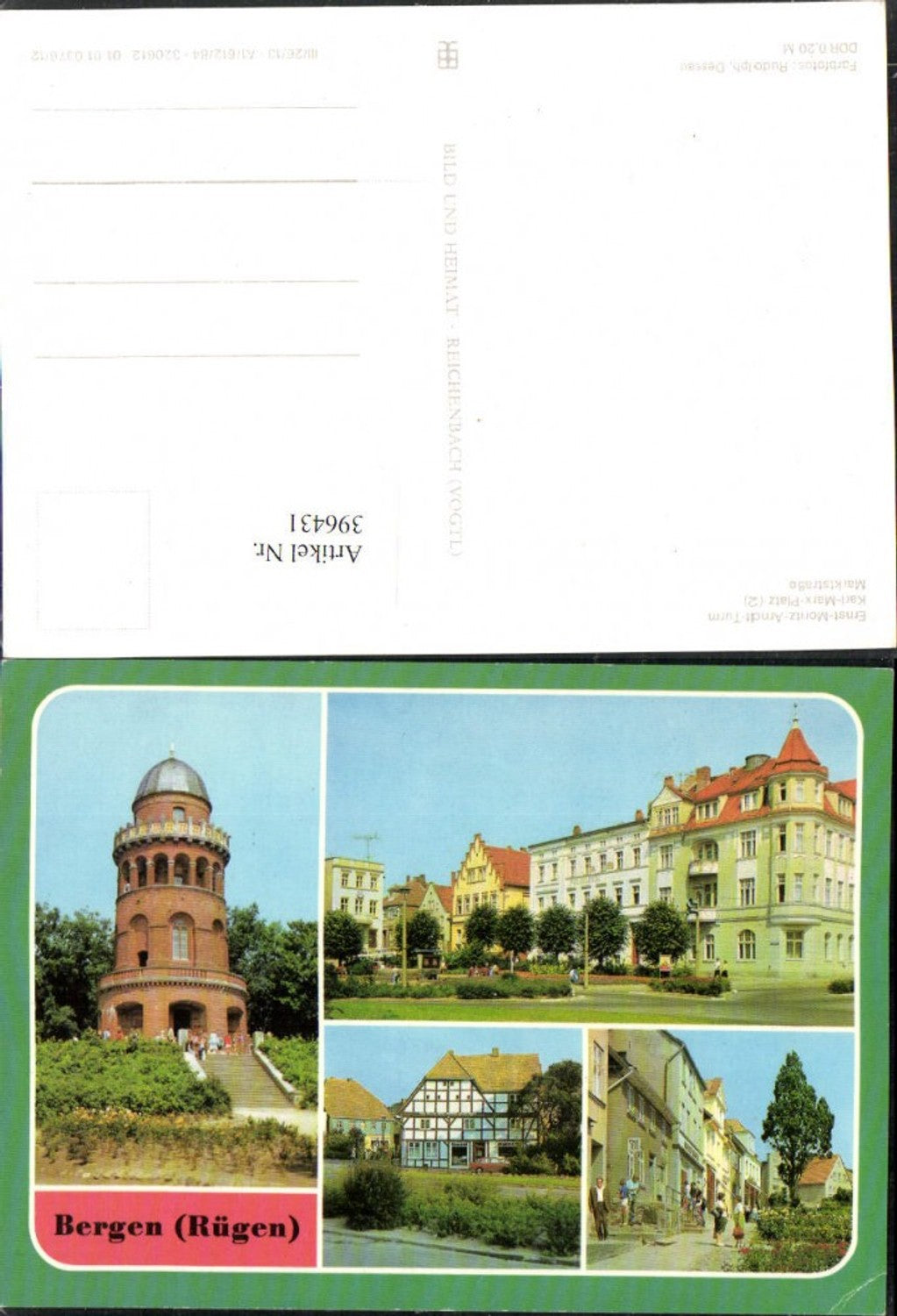 396431,Bergen auf Rügen Ernst-Moritz-Arndt-Turm Platz Mehrbildkarte pub VEB