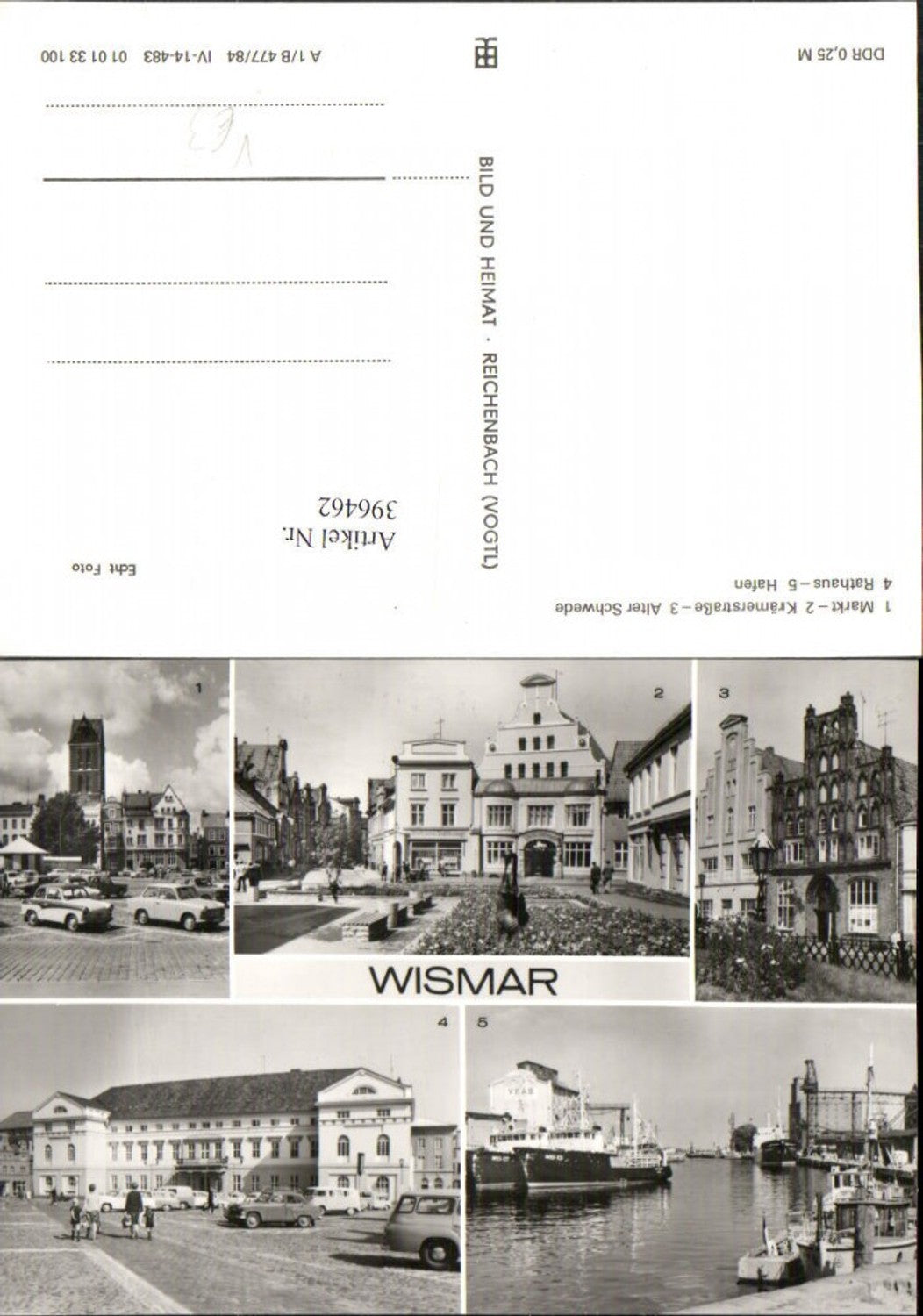 396462,Wismar Markt Alter Schwede Rathaus Hafen Mehrbildkarte pub VEB