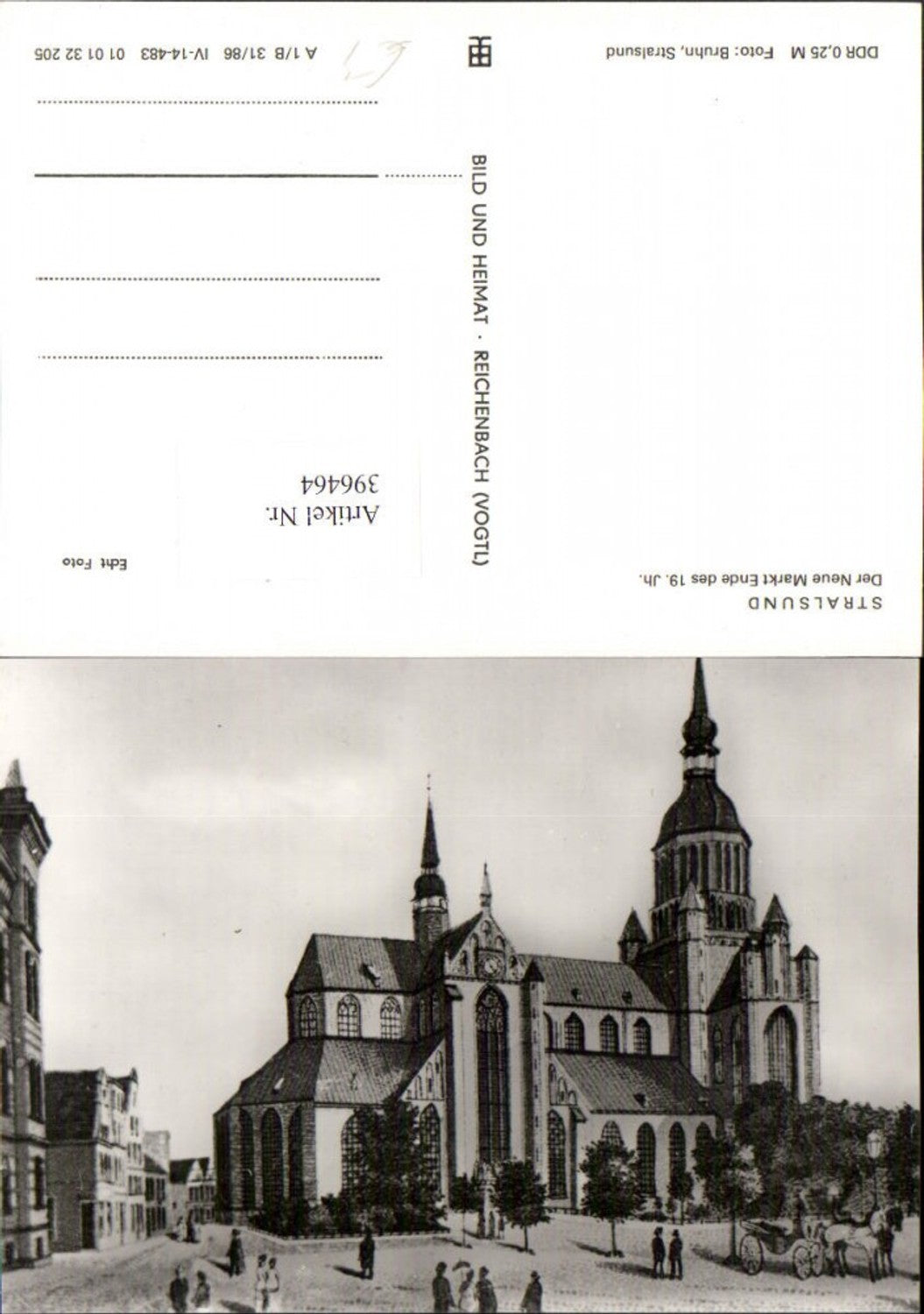 396464,Künstler AK Stralsund Neue Markt Kirche 19. Jahrhundert