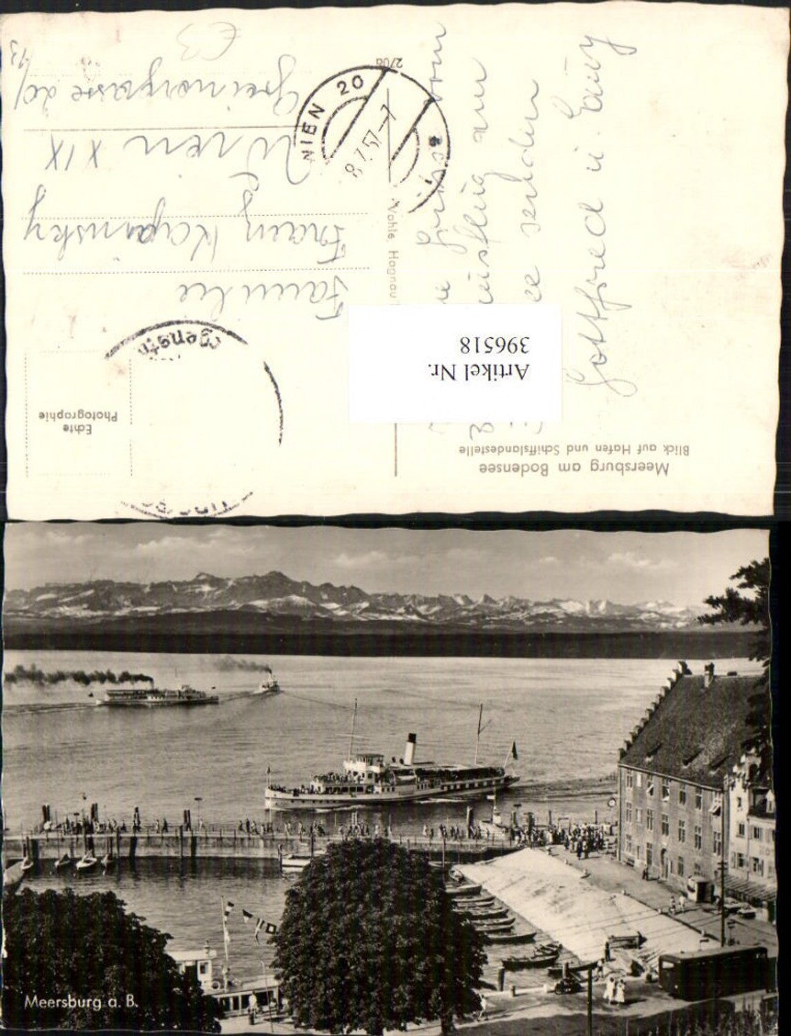 396518,Meersburg am Bodensee Hafen Schifflandestelle Dampfer Bergkulisse