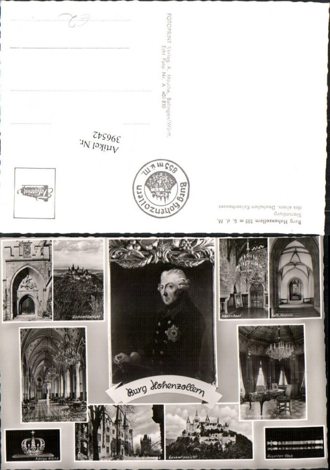 396542,Burg Hohenzollern b. Hechingen Adler-Tor Grafensaal Krone Kapelle Mehrbildkarte
