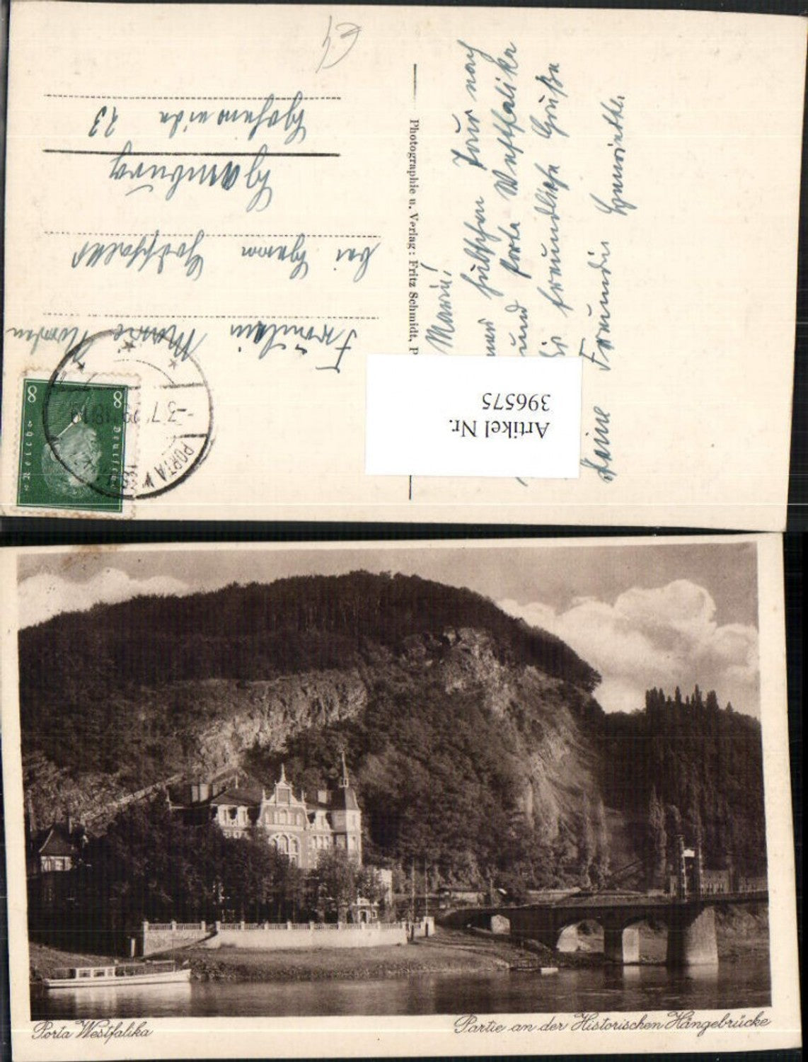 396575,Porta Westfalica Partie an d. Historischen Hängebrücke Brücke