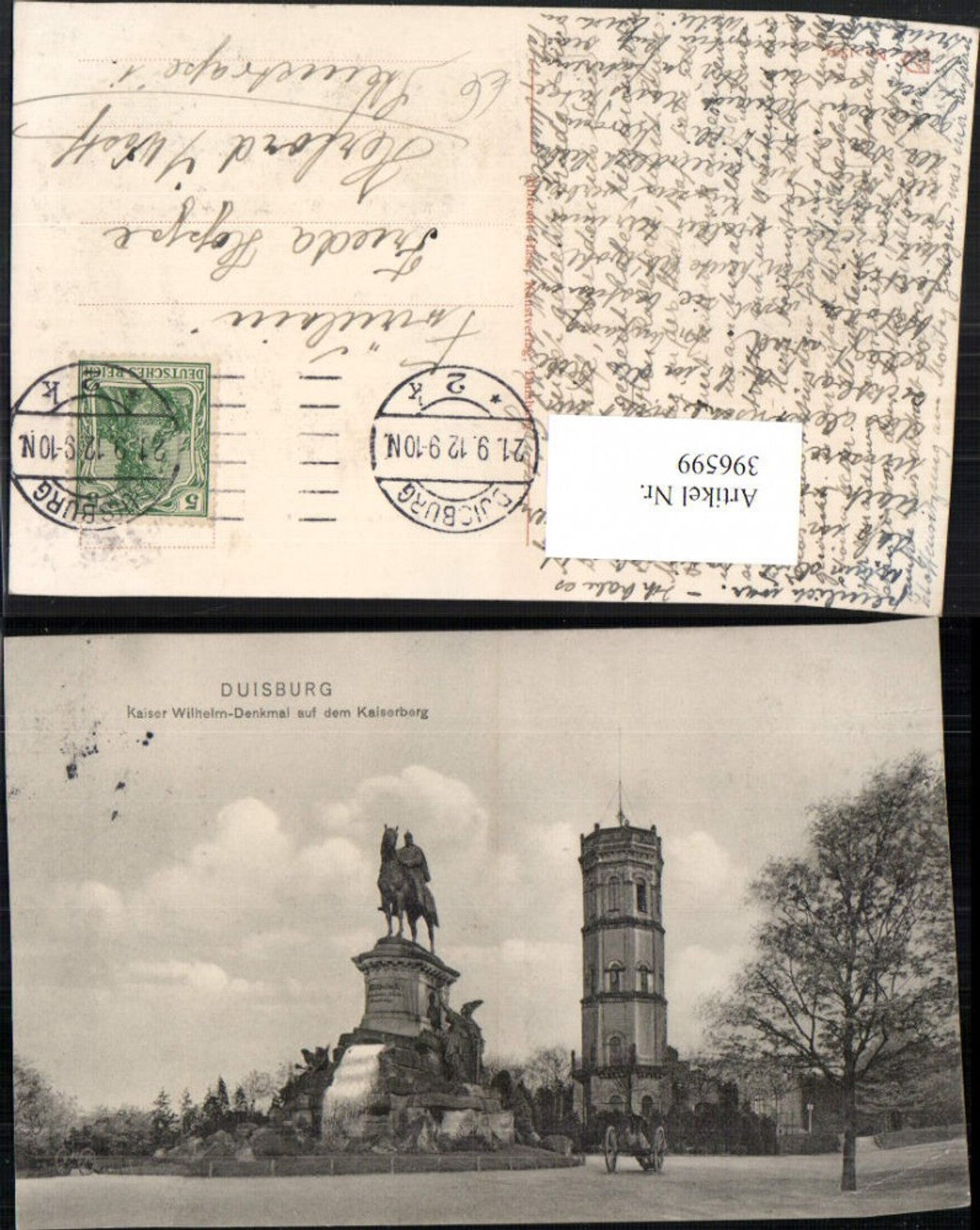 396599,Duisburg Kaiser Wilhelm-Denkmal Statue auf dem Kaisersberg Turm