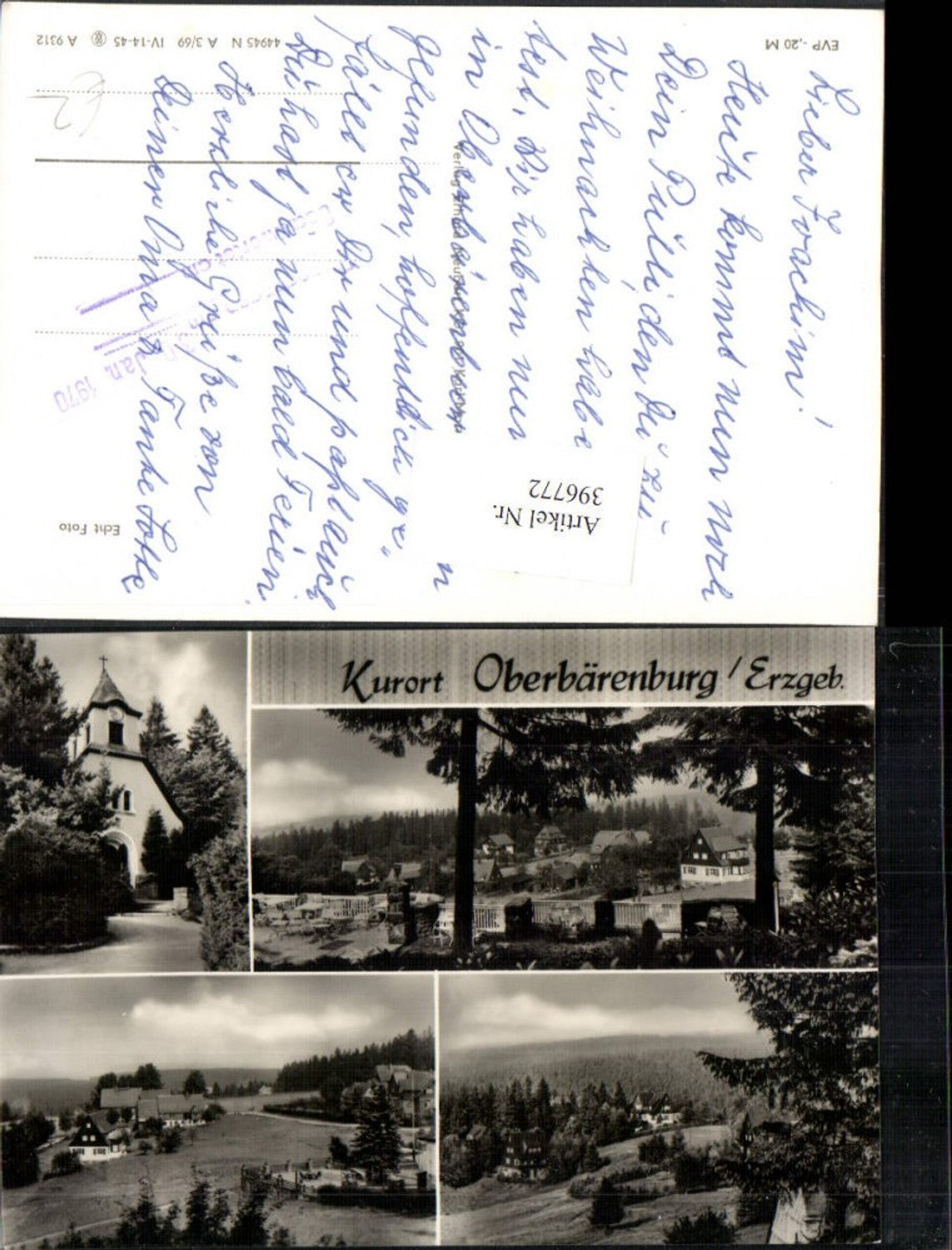 396772,Oberbärenburg im Erzgebirge Teilansichten Kirche Mehrbildkarte