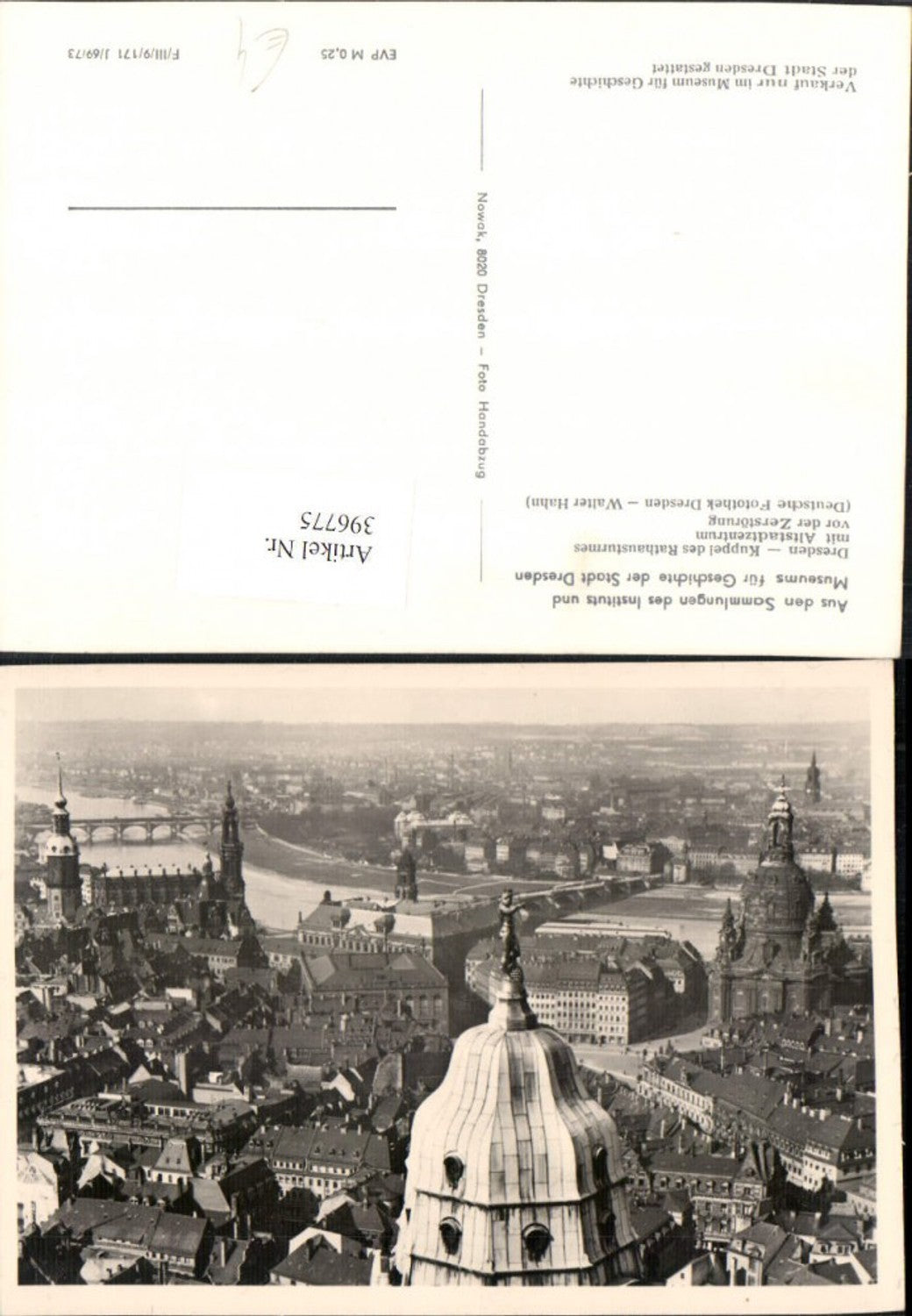 396775,Dresden Kuppel des Rathausturmes m. Altstadtzentrum Teilansicht