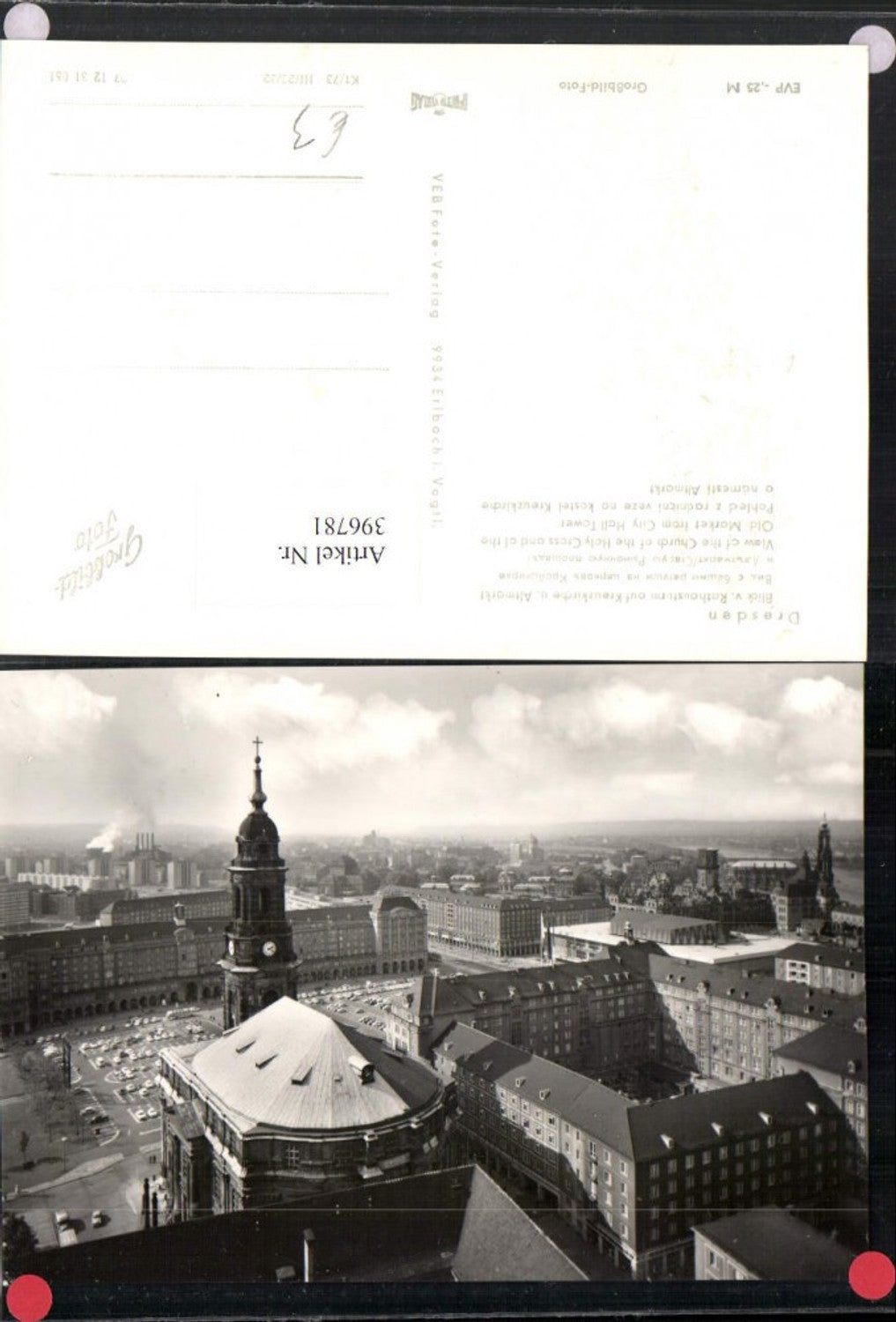 396781,Dresden Blick v. Rathausturm auf Kreuzkirche u. Altmarkt
