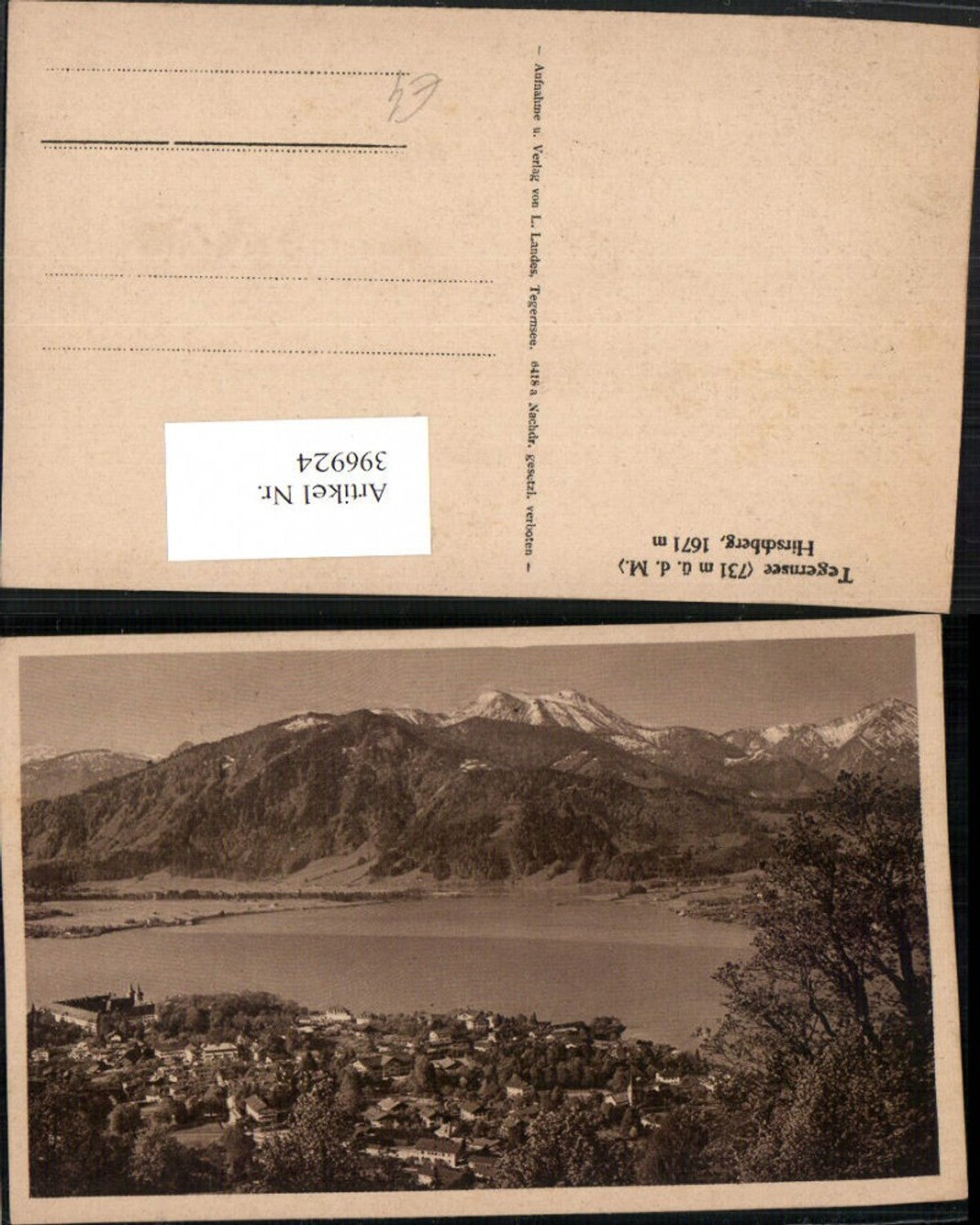 396924,Tegernsee Totale See m. Hirschberg Bergkulisse