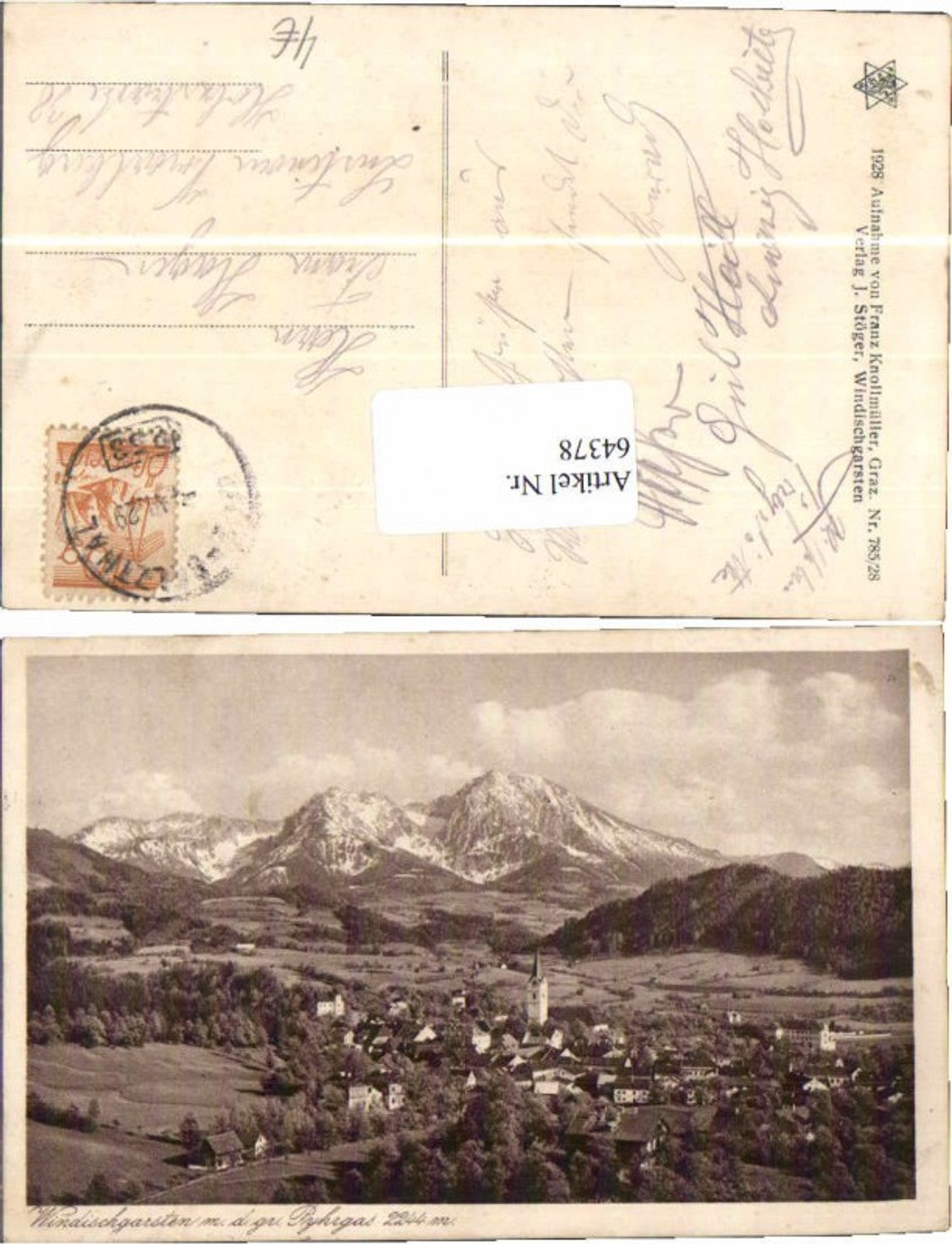 64378,Windischgarsten m.d. Pyhrgas 1929 Bahnpost