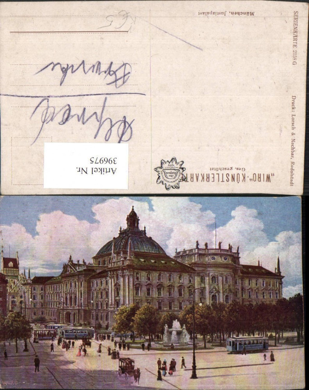 396975,Künstler AK München Justizpalast Gebäude pub Wiro 2158G