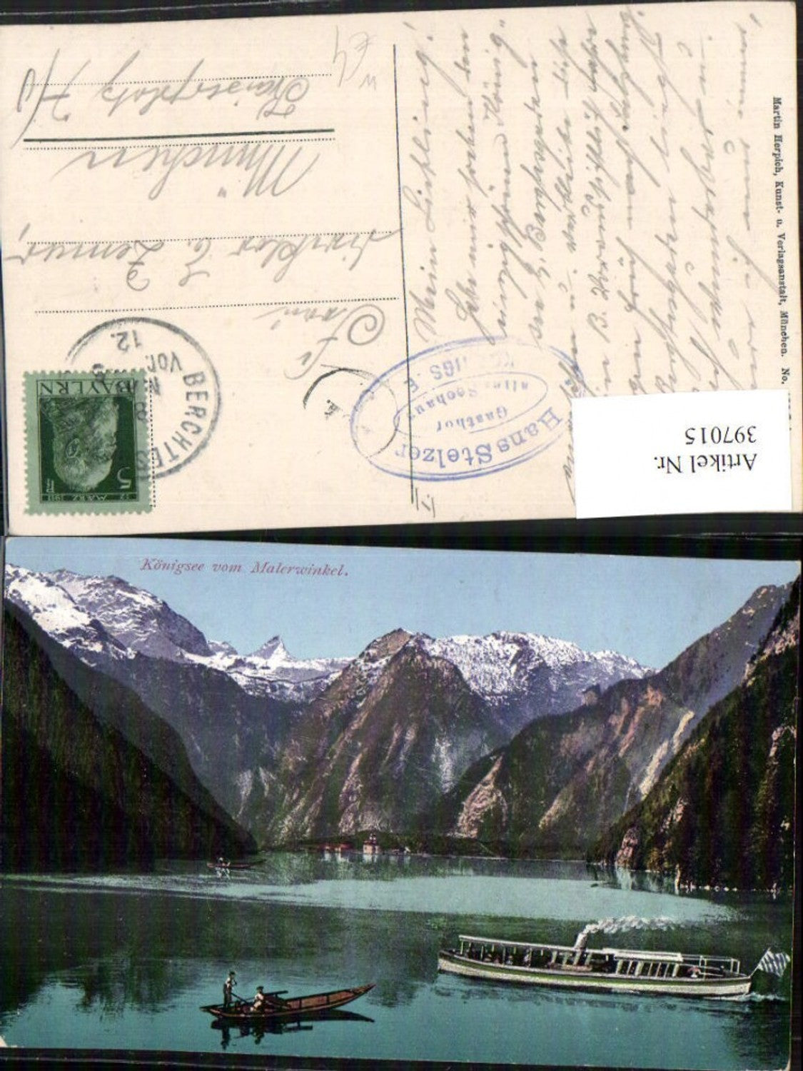 397015,Königssee See b. Schönau Dampfer Boot Bergkulisse
