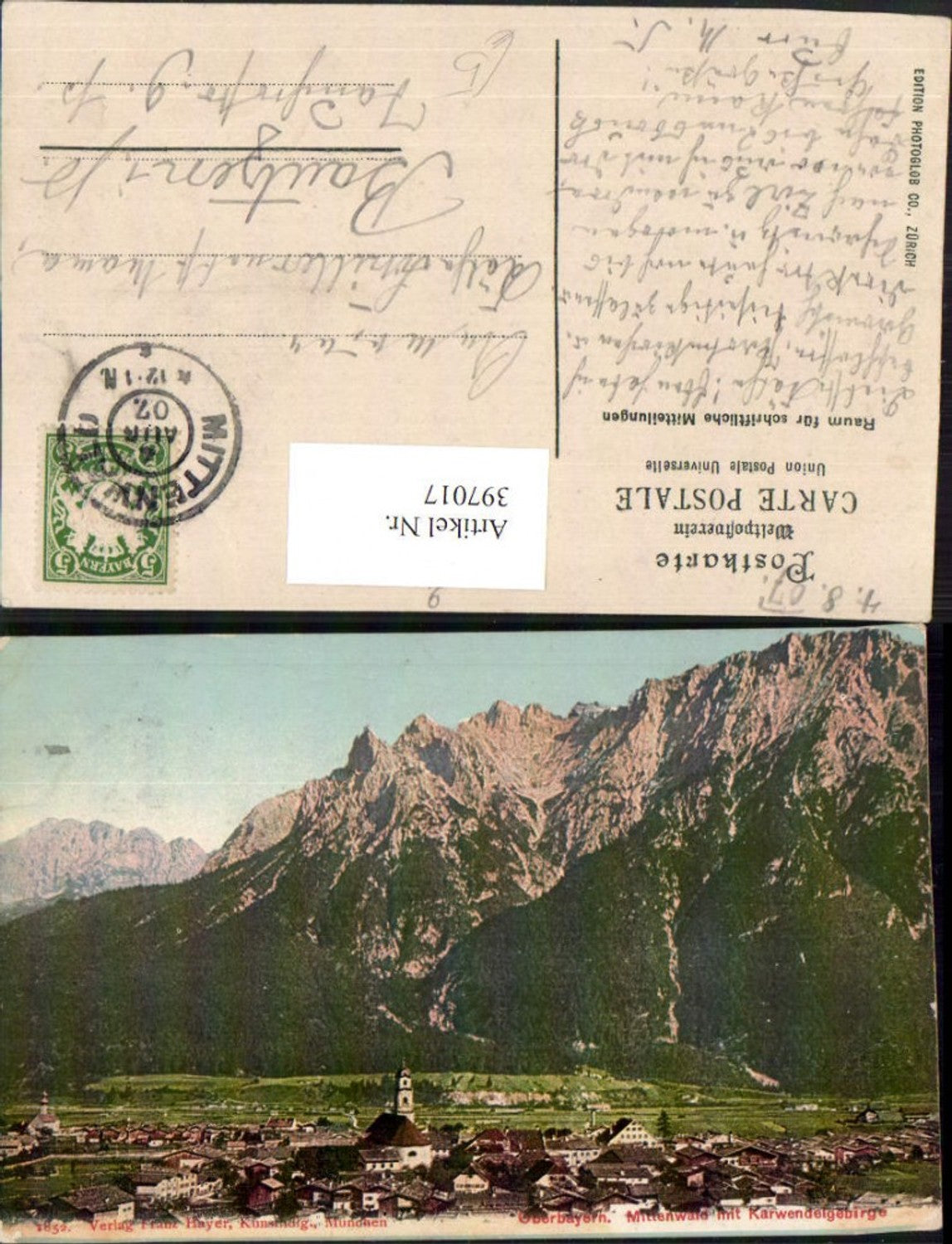 397017,Mittenwald Totale m. Karwendelgebirge Bergkulisse