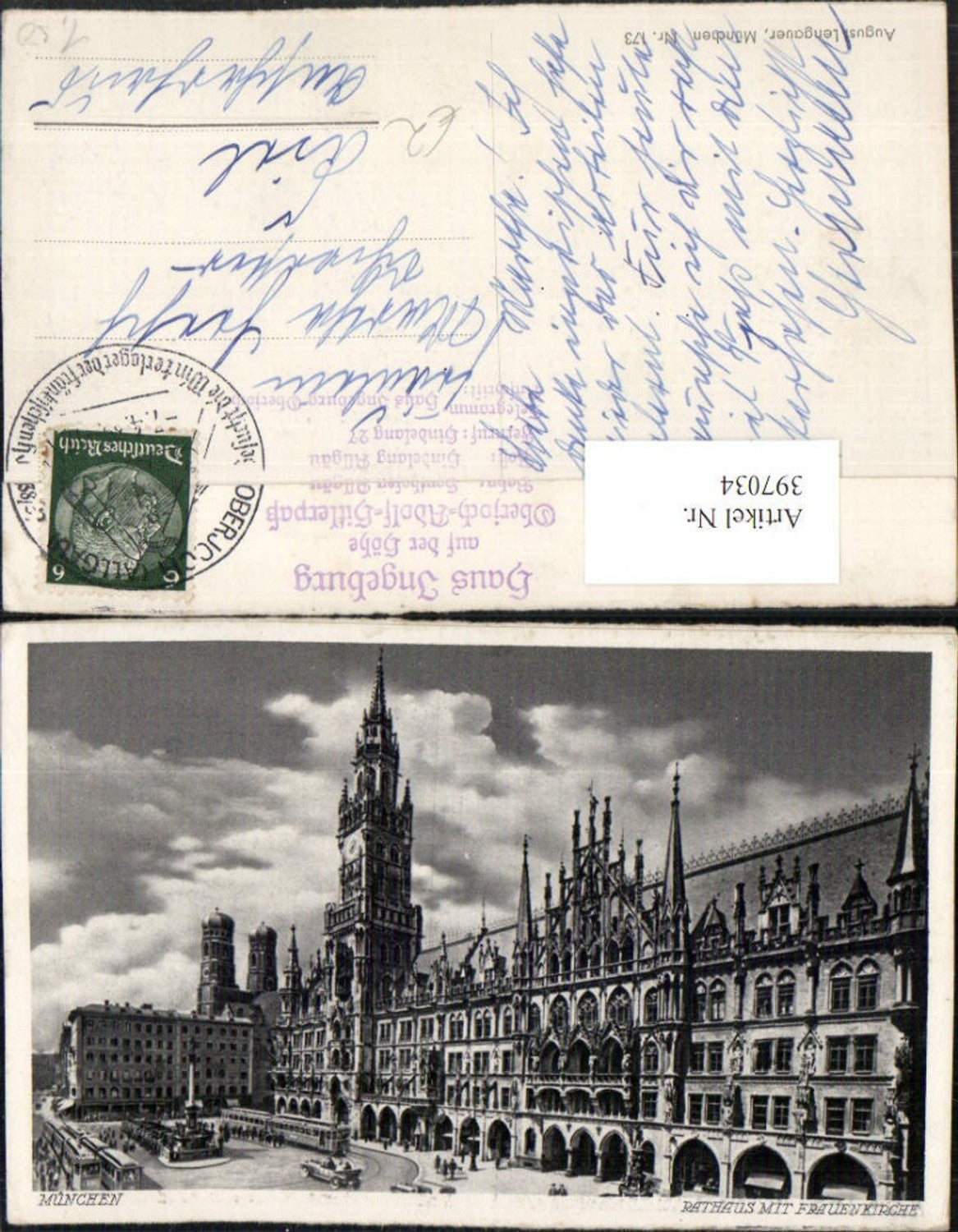 397034,München Rathaus m. Frauenkirche Türme