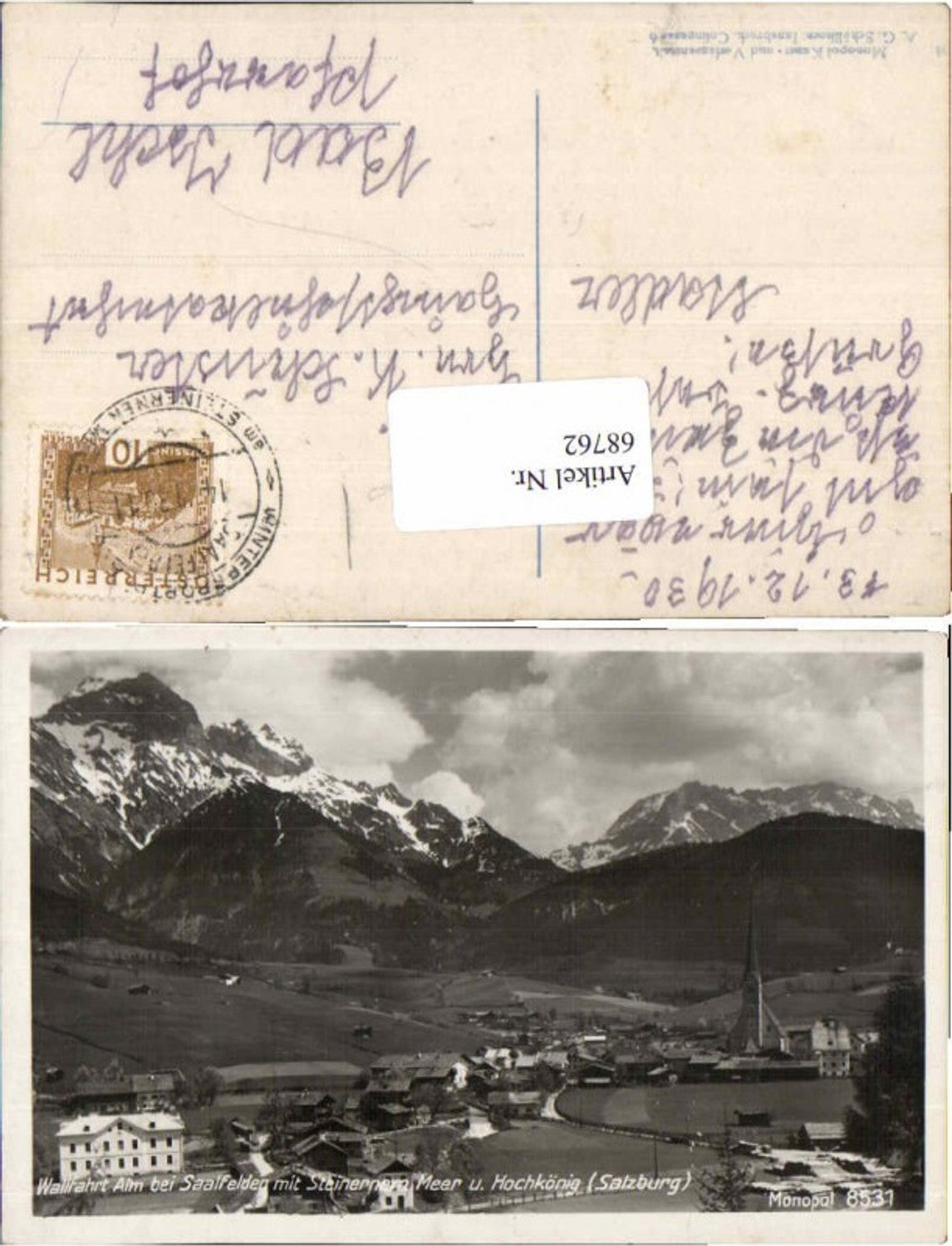 68762,Alm bei Saalfelden um 1930