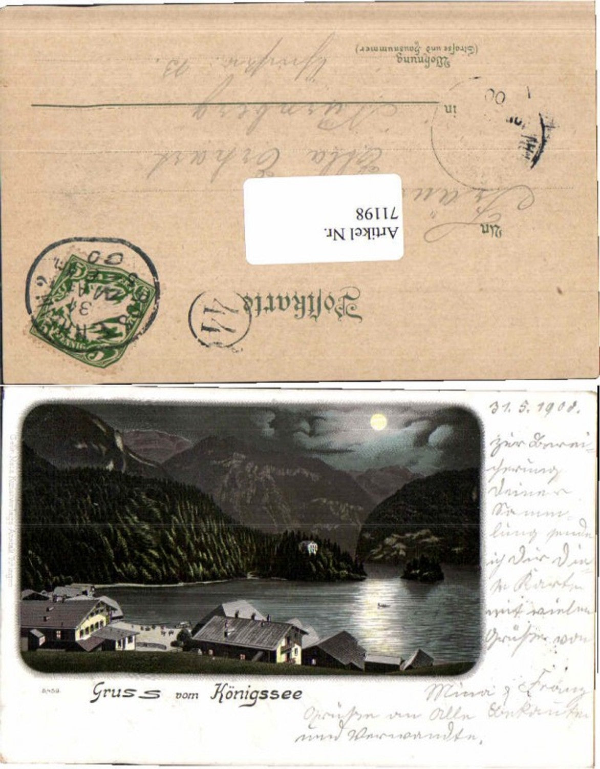 71198,Litho Gruß v. Königsee b. Schönau Berchtesgaden
