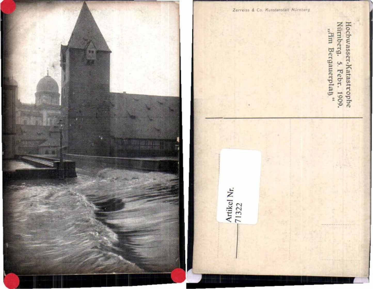 71322,Hochwasser Nürnberg 1909 Bergauerplatz
