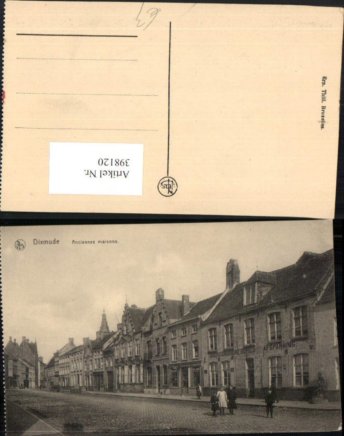 398120,Belgium Dixmude Diksmuide Anciennes maisons Straßenansicht