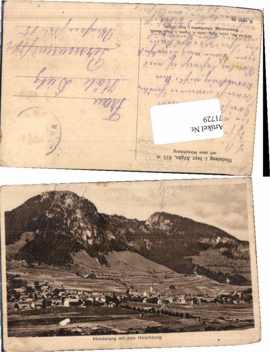 71729,Hindelang m. Hirschberg 1920 Allgäu