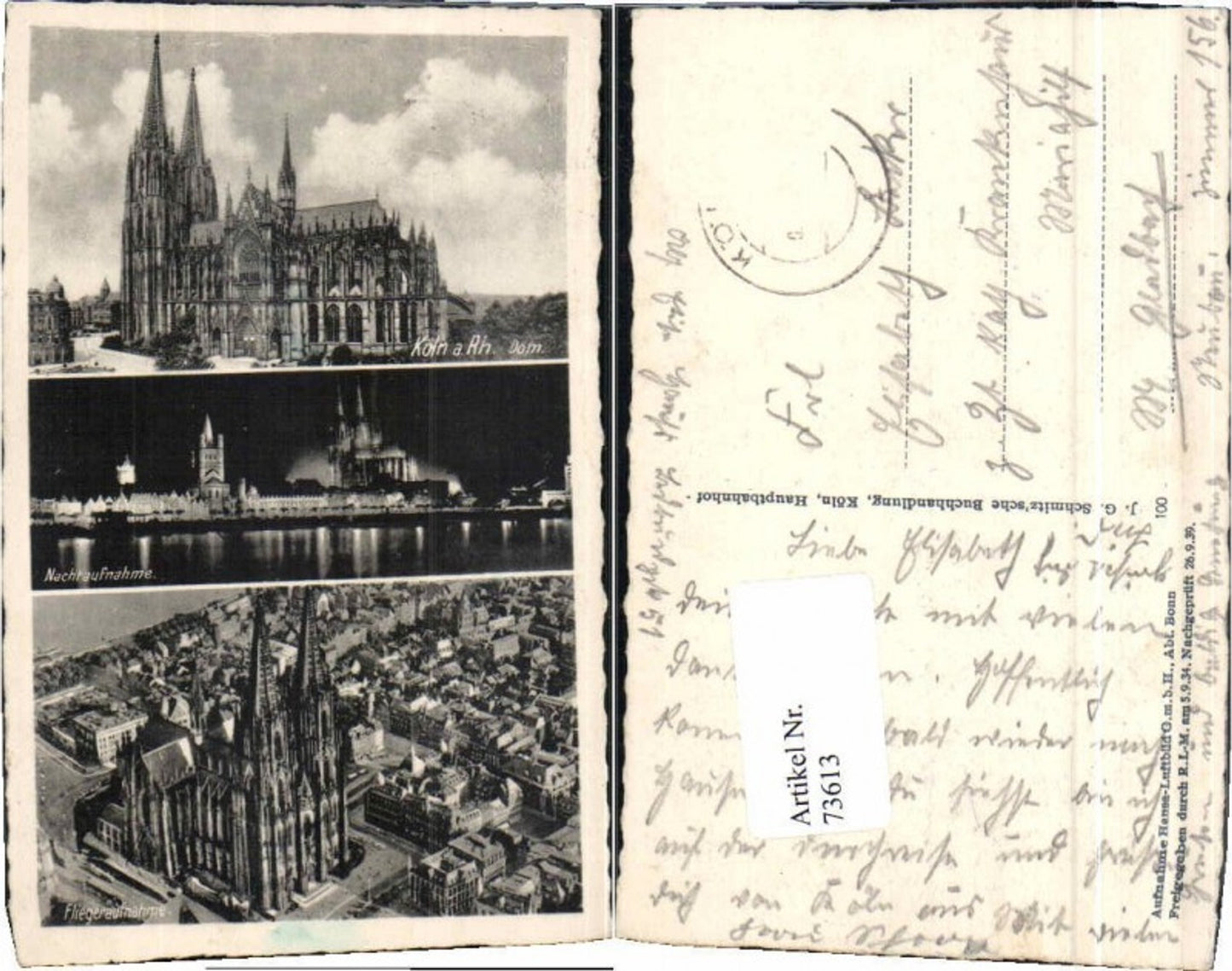 73613,Fliegeraufnahme Köln am Rhein Nachtaufnahme