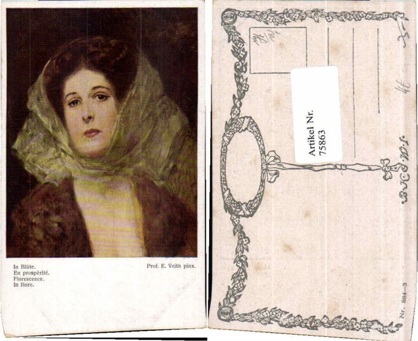 75863,Prof. E. Veith Blüte Frauen Portrait B.K.W.I 884-3