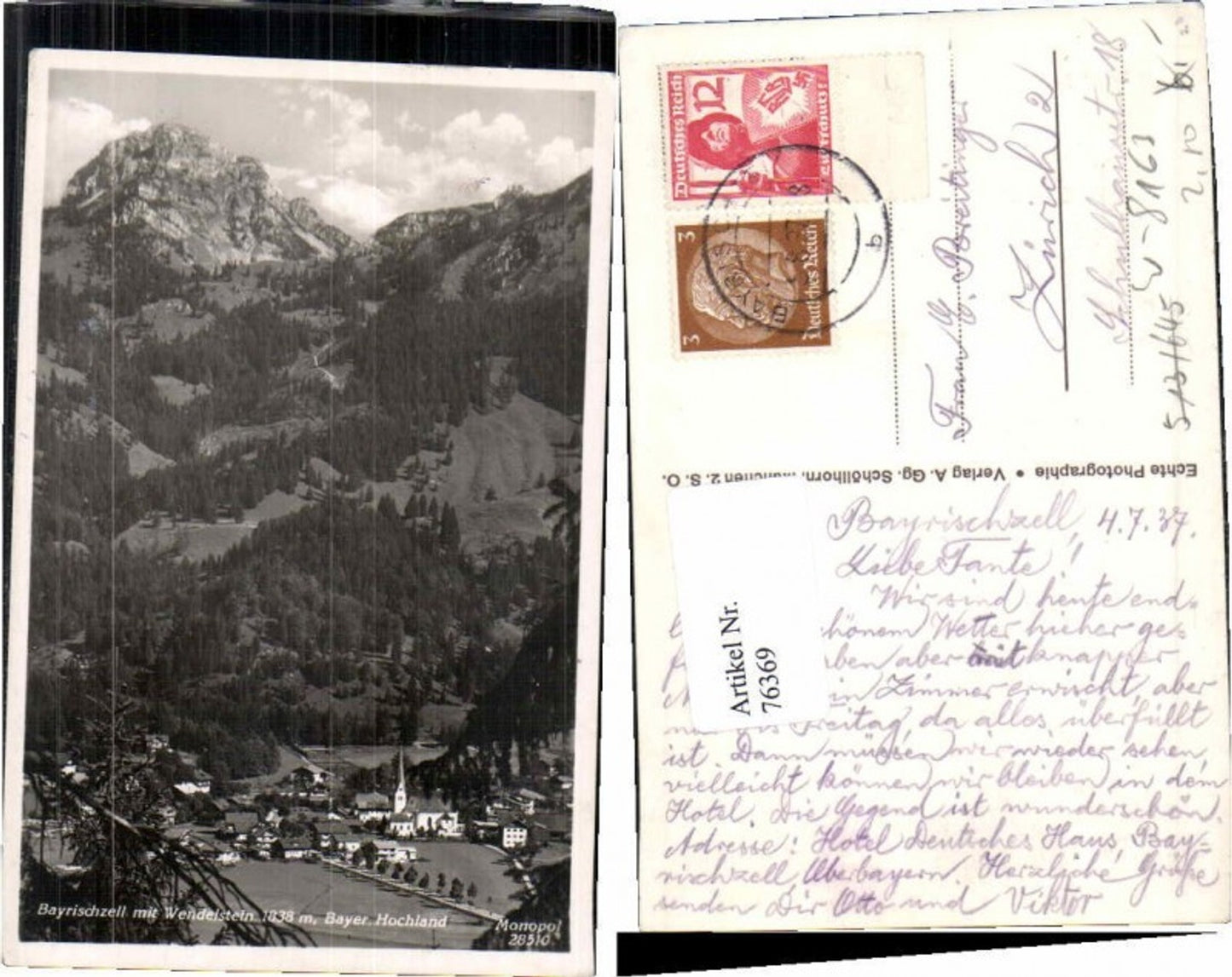 76369,Bayrischzell m. Wendelstein 1937