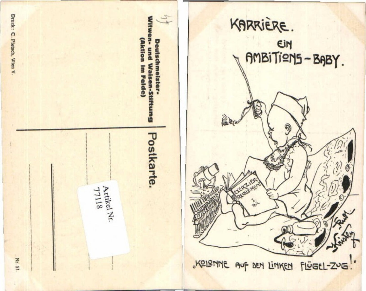 77118,WW1 Karikatur Rudi Kristen Soldatenhumor