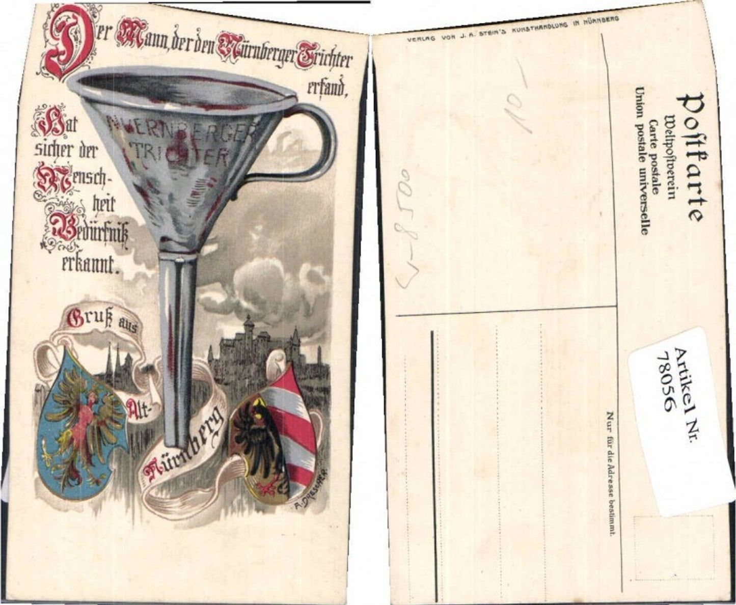 78056,Nürnberger Trichter Nürnberg Wappen Drescher A. Sign