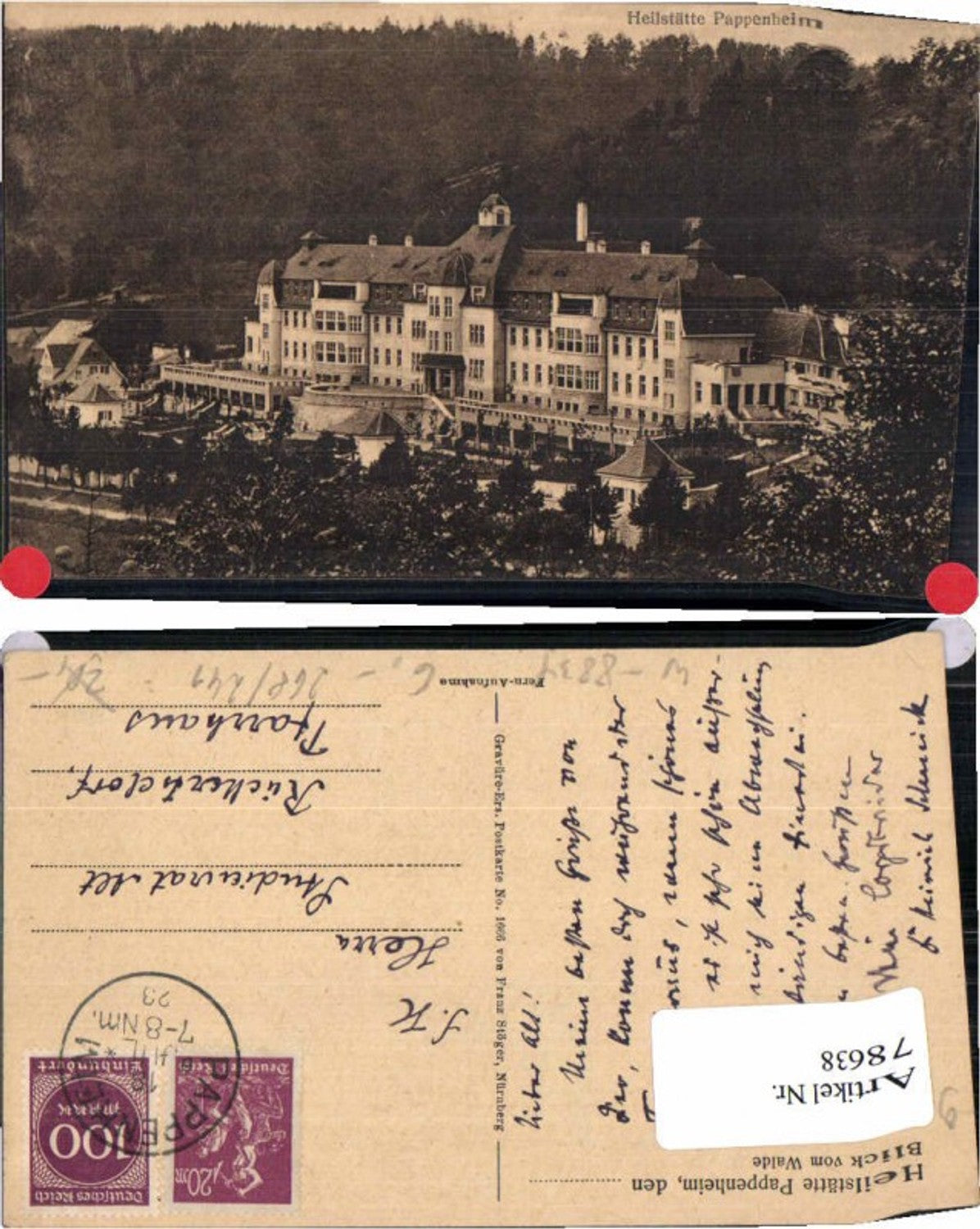 78638,Heilstätte Pappenheim um 1922