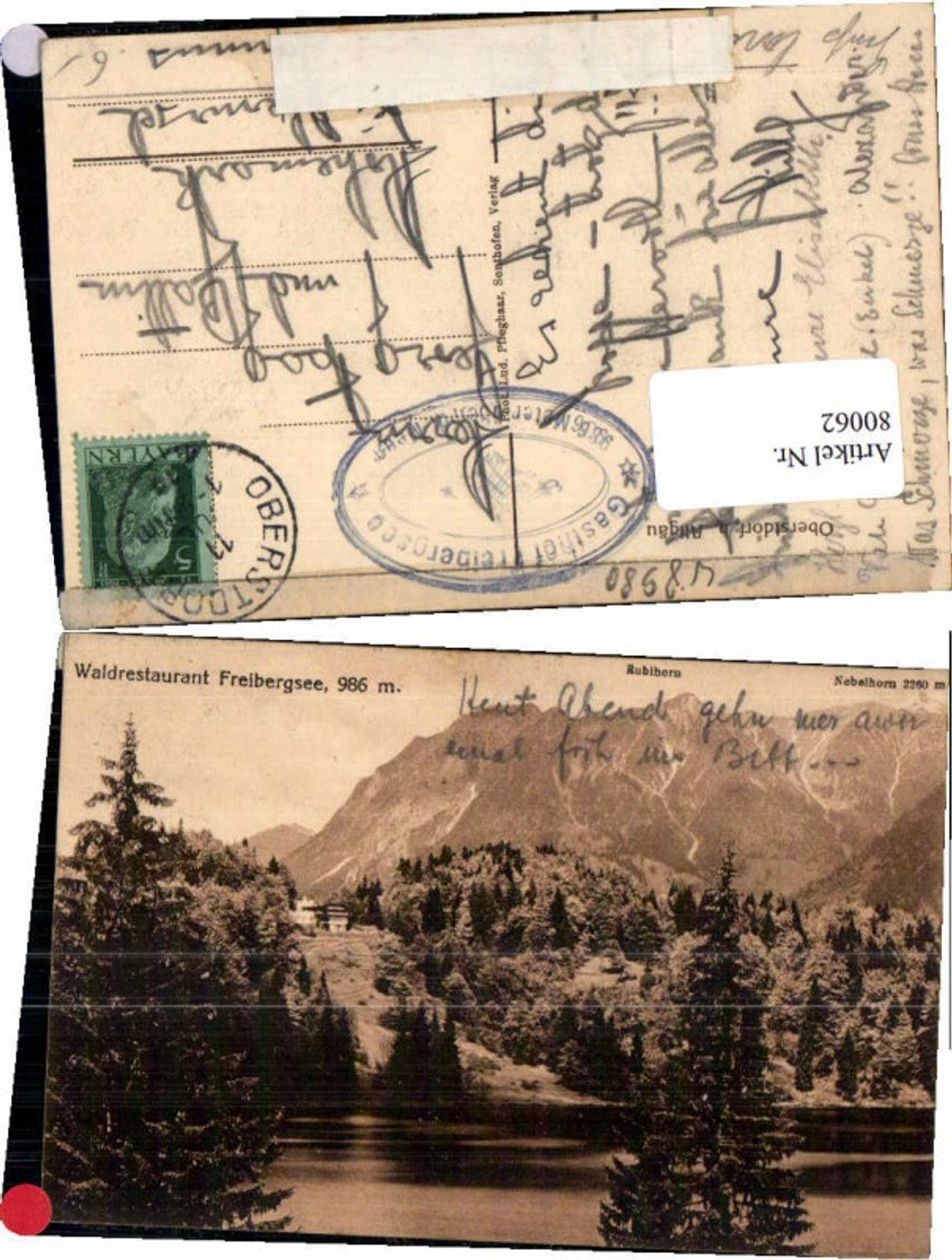 80062,Waldrestaurant Freibergsee Oberstdorf 1915