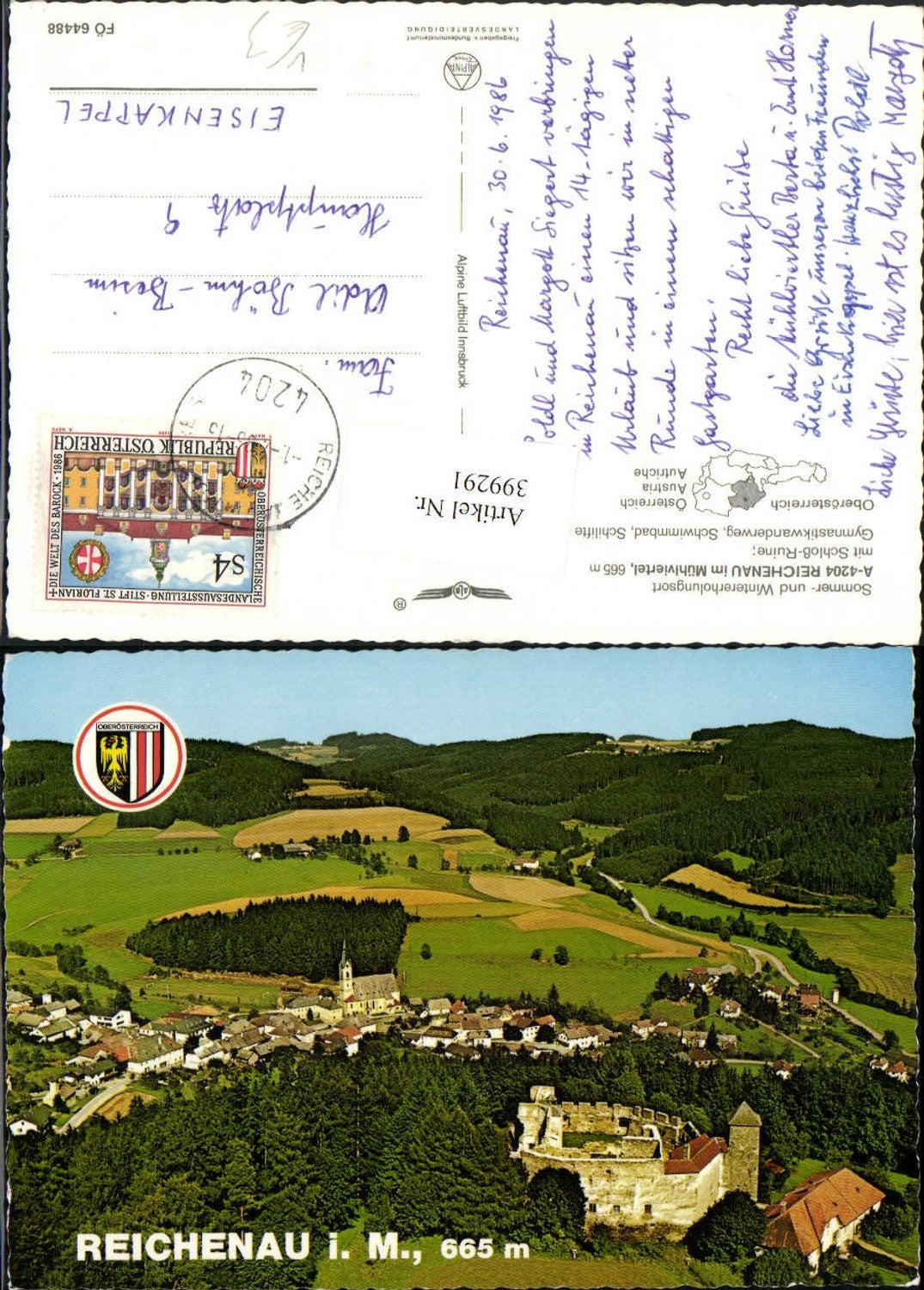 399291,Reichenau im Mühlkreis Totale pub Alpine Luftbild 64488