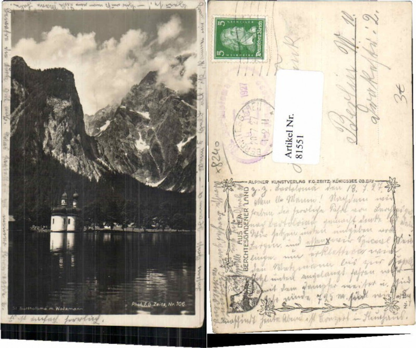 81551,St Bartholomä Berchtesgaden 1920