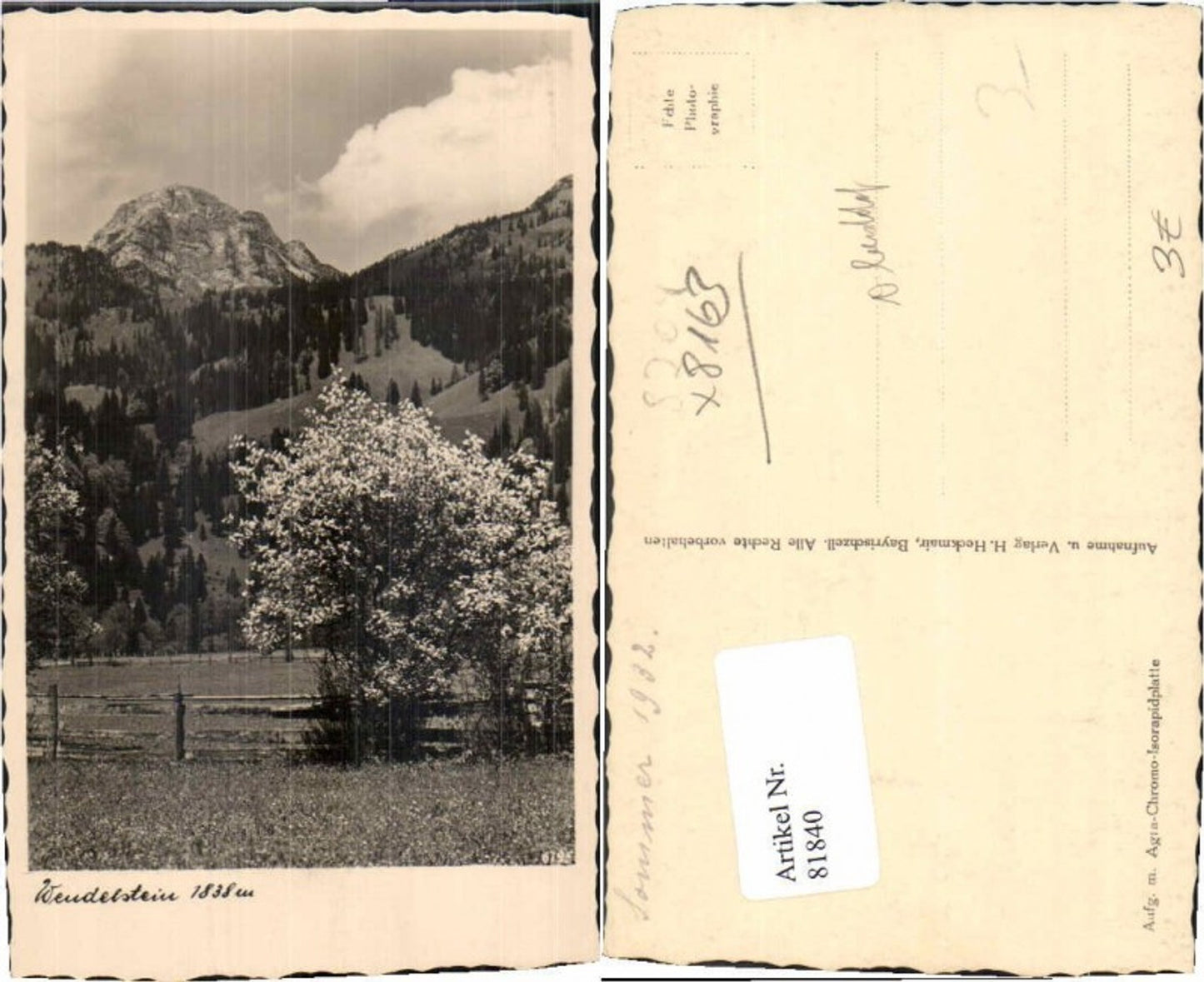81840,Wiesenpartie b. Oberstdorf Wendelstein 1938