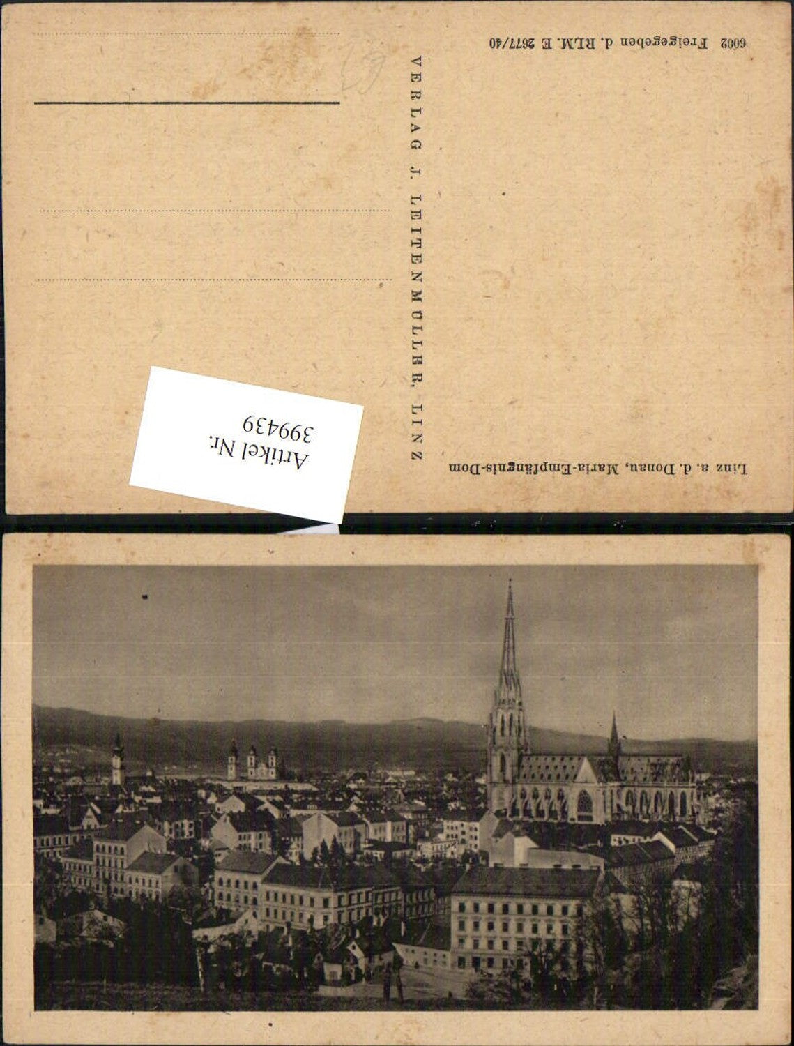 399439,Linz an d. Donau Teilansicht m. Maria-Empfängnis-Dom Kirche