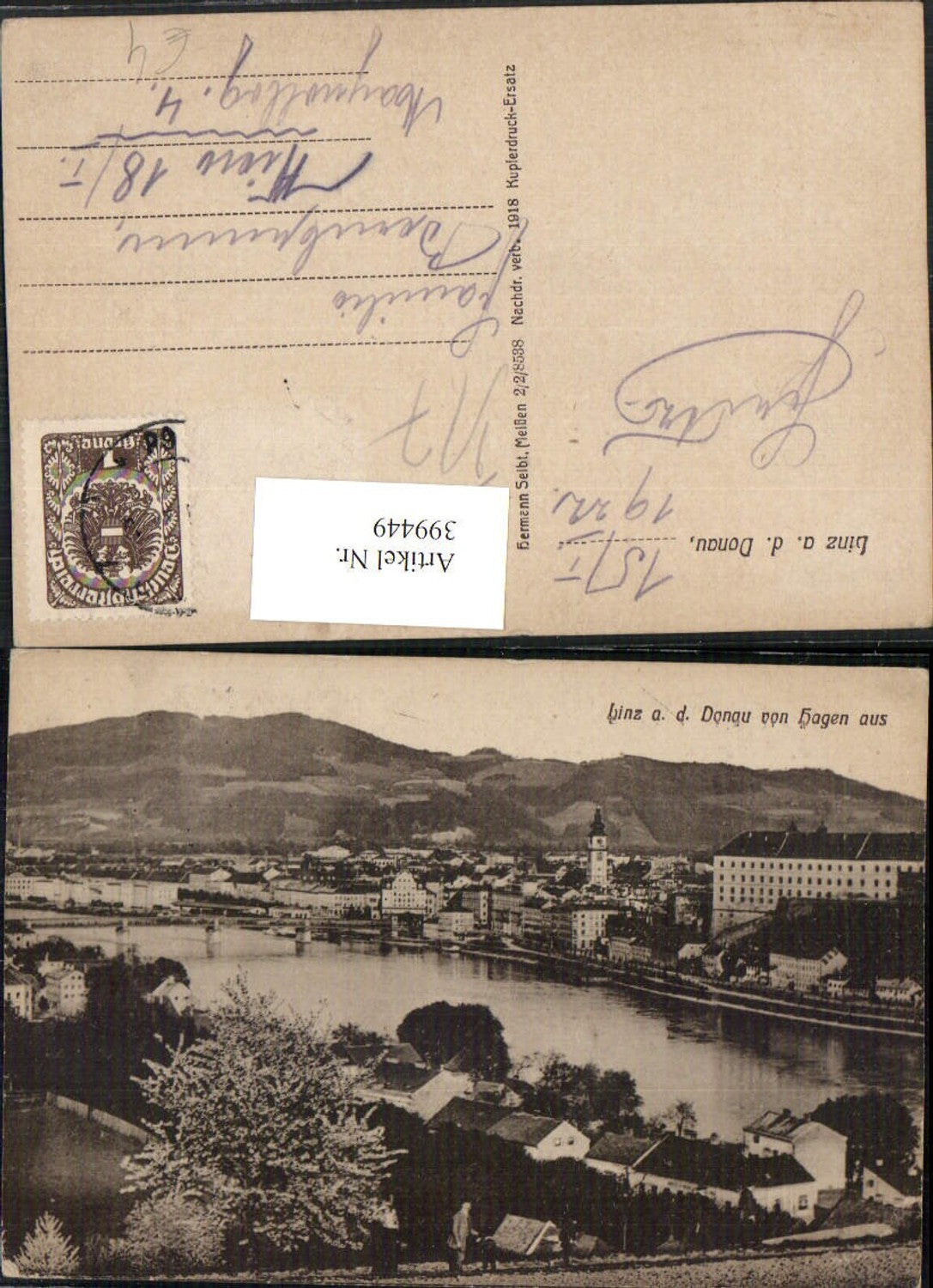 399449,Linz an d. Donau Teilansicht von Hagen aus