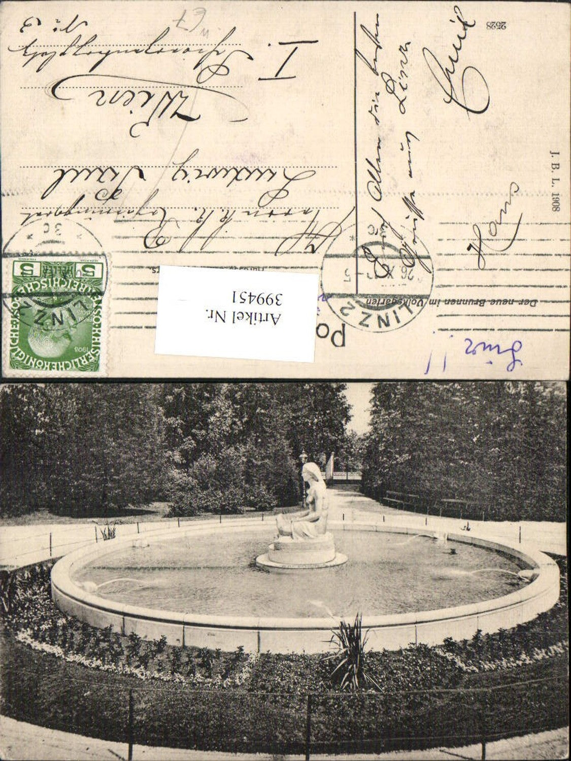 399451,Linz an d. Donau Volksgarten Brunnen