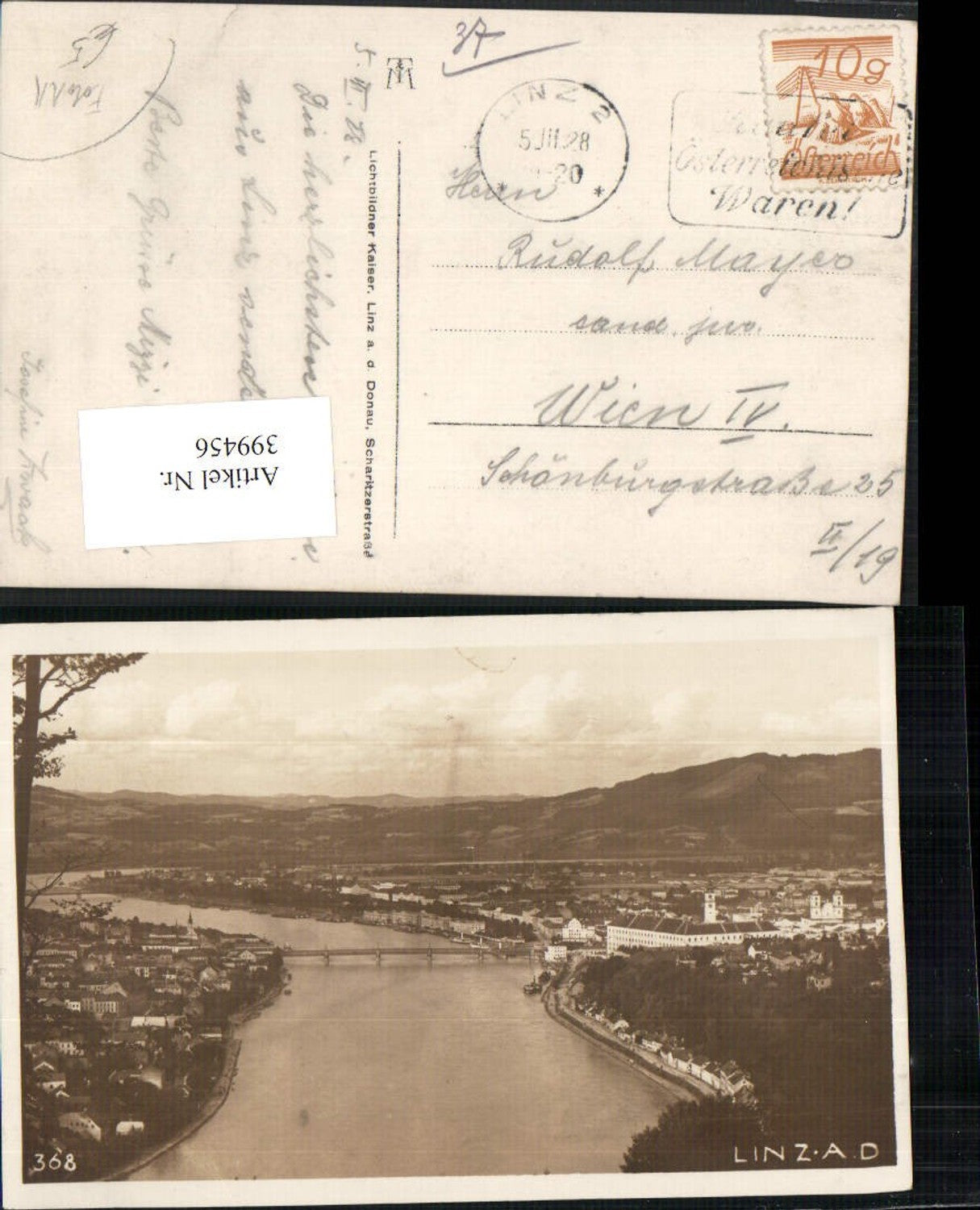 399456,Foto AK Linz an d. Donau Totale