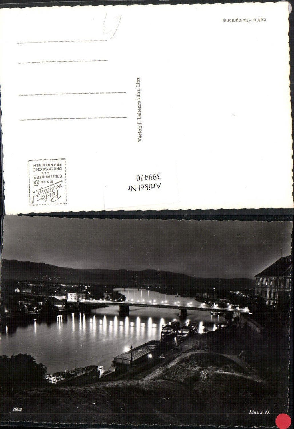 399470,Linz an d. Donau Teilansicht Brücke b. Nacht