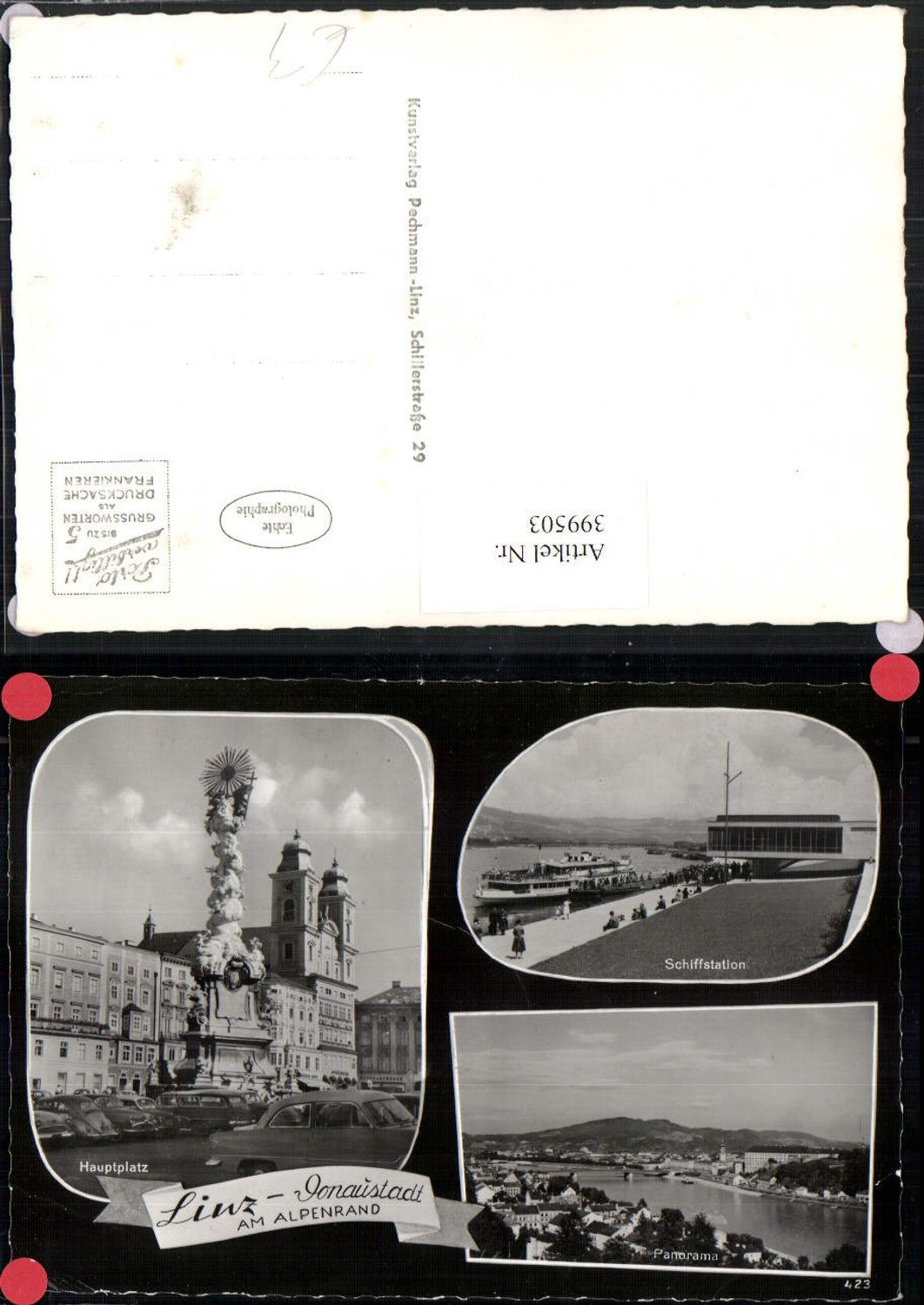 399503,Linz an d. Donau Totale Hauptplatz Schiffstation Mehrbildkarte