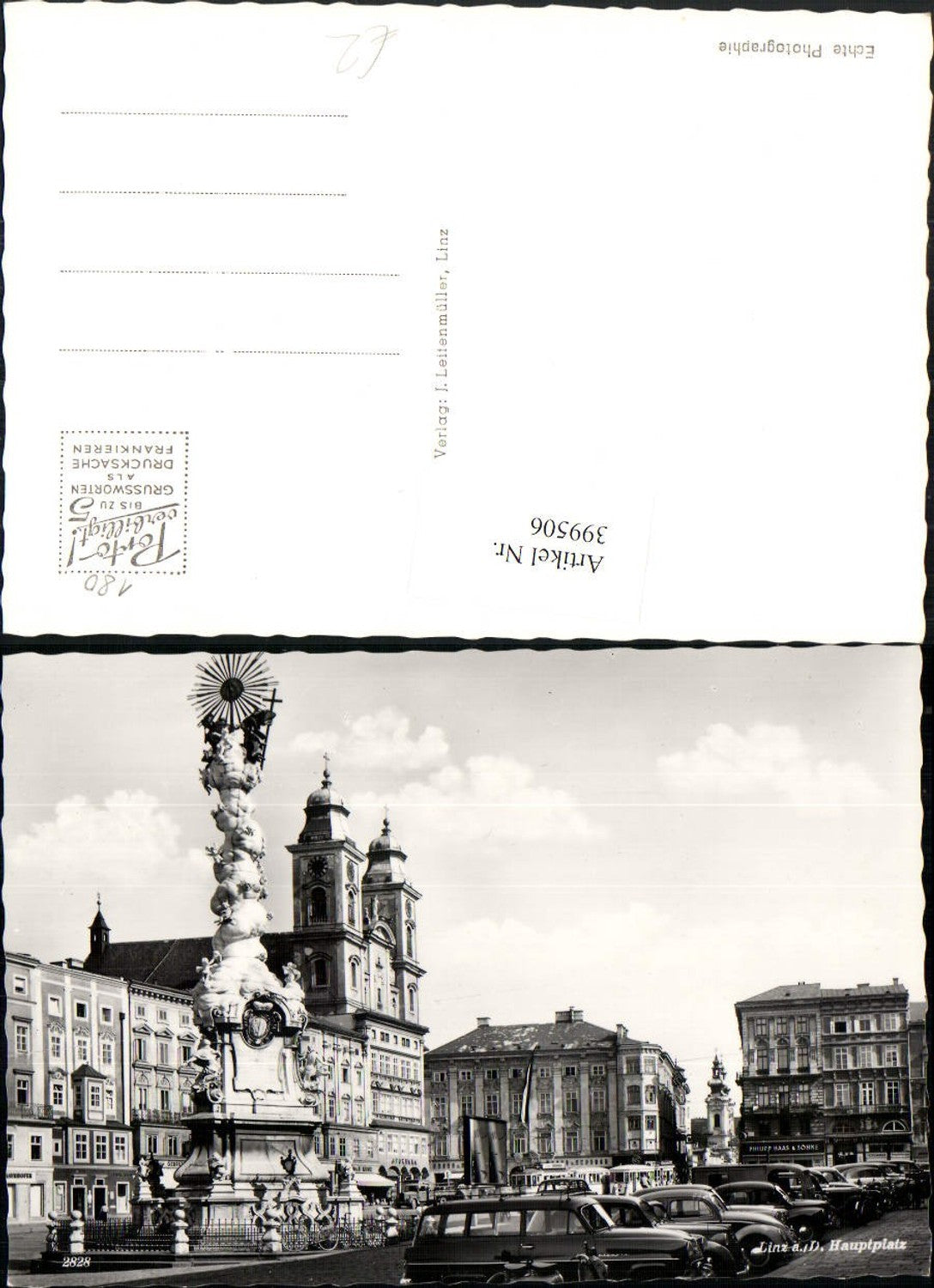 399506,Linz an d. Donau Hauptplatz Dreifaltigkeitssäule Pestsäule Kirche
