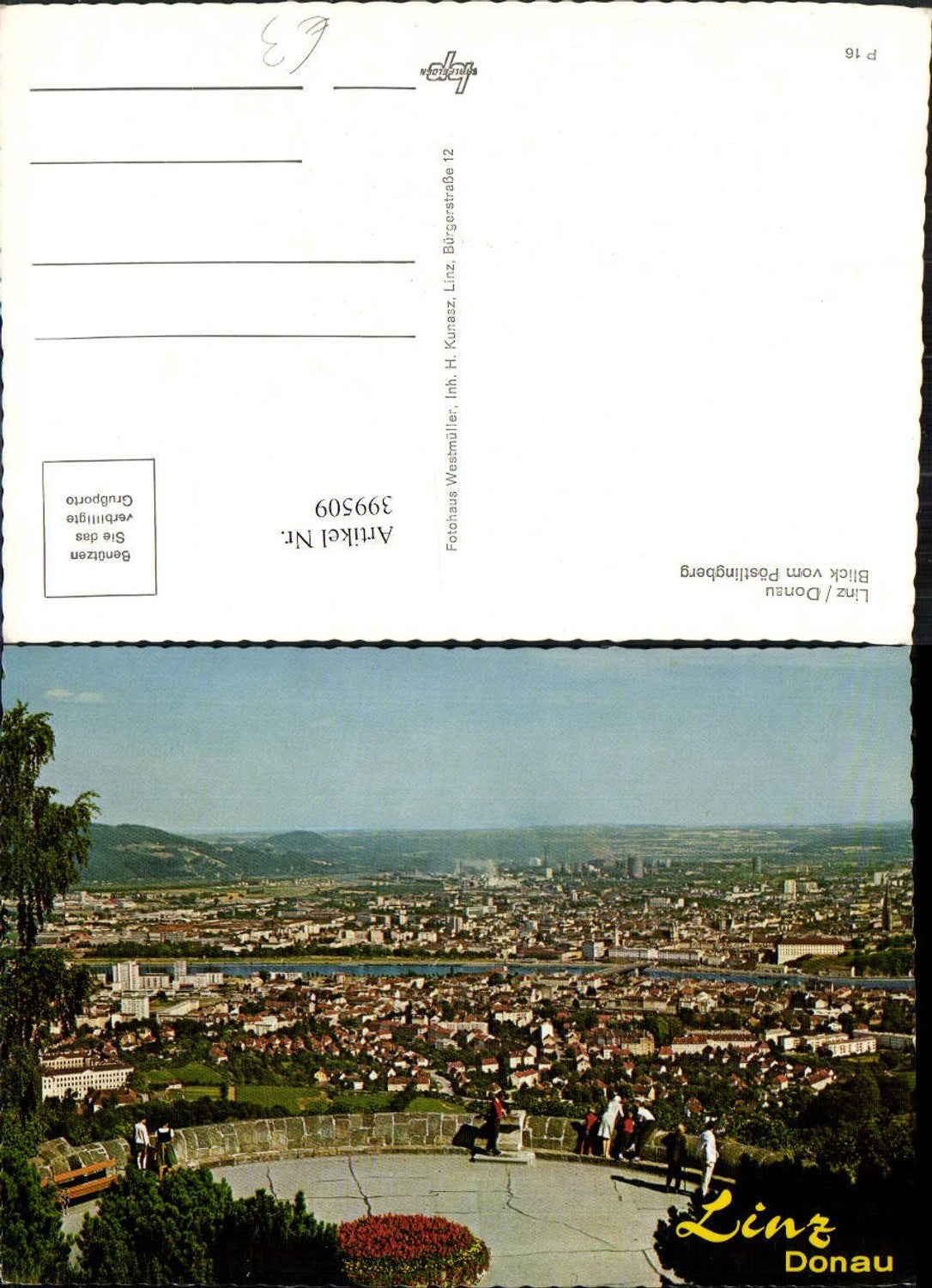 399509,Linz an d. Donau Totale vom Pöstlingberg