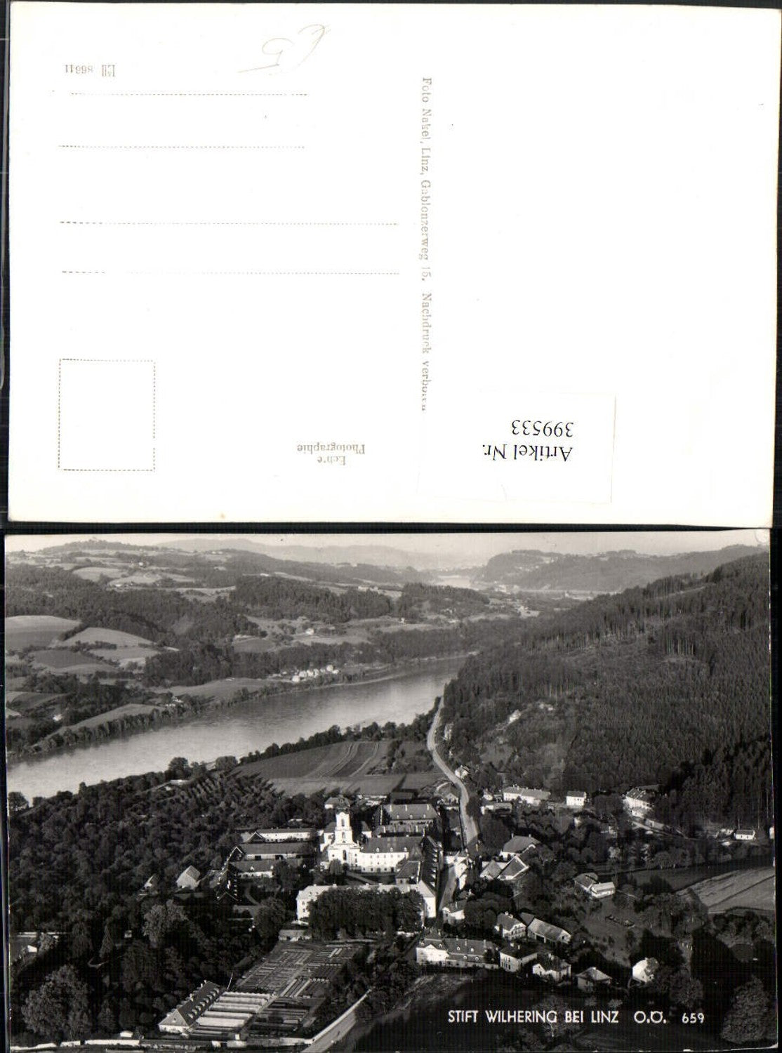 399533,Stift Wilhering b. Linz Totale Fliegeraufnahme