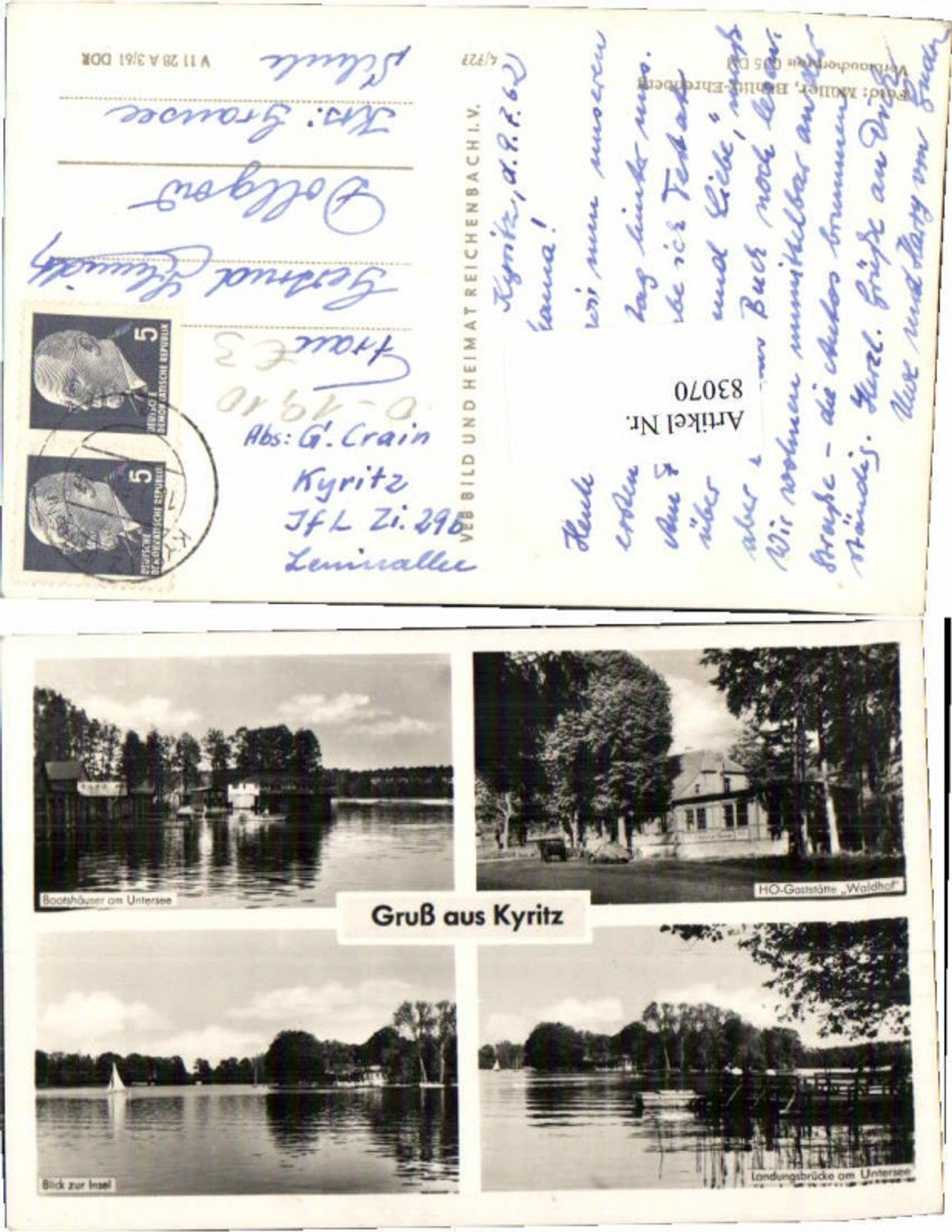 83070, Greetings from Kyritz, Gasthaus Untersee, Bootshäuser