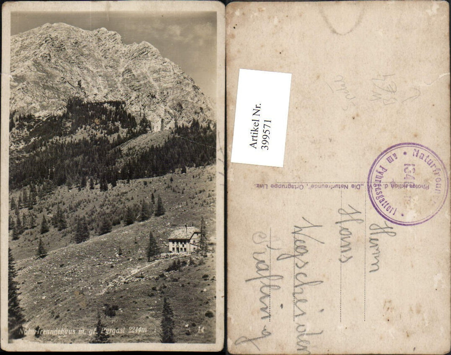 399571,Naturfreundehaus m. Großen Pyrgast Pyhrgas b. Spital Bergkulisse