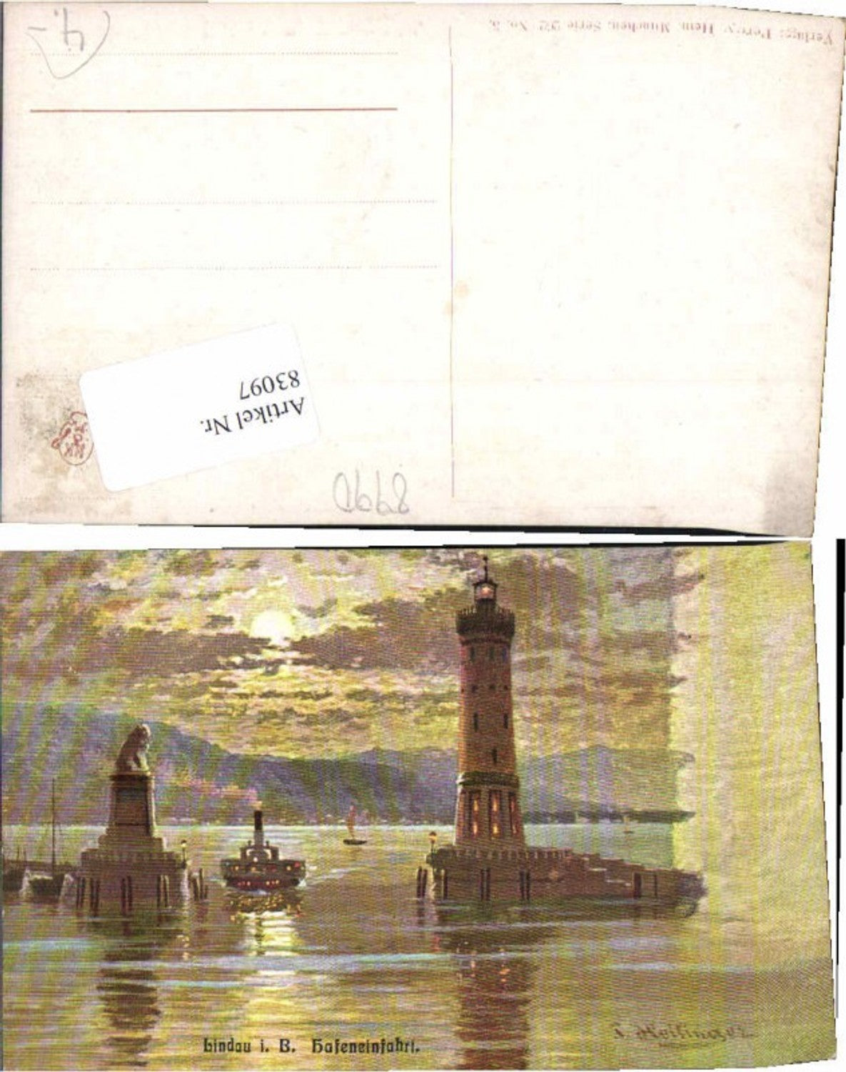 83097,Lindau am Bodensee Leuchtturm Hafen Heilinger signiert