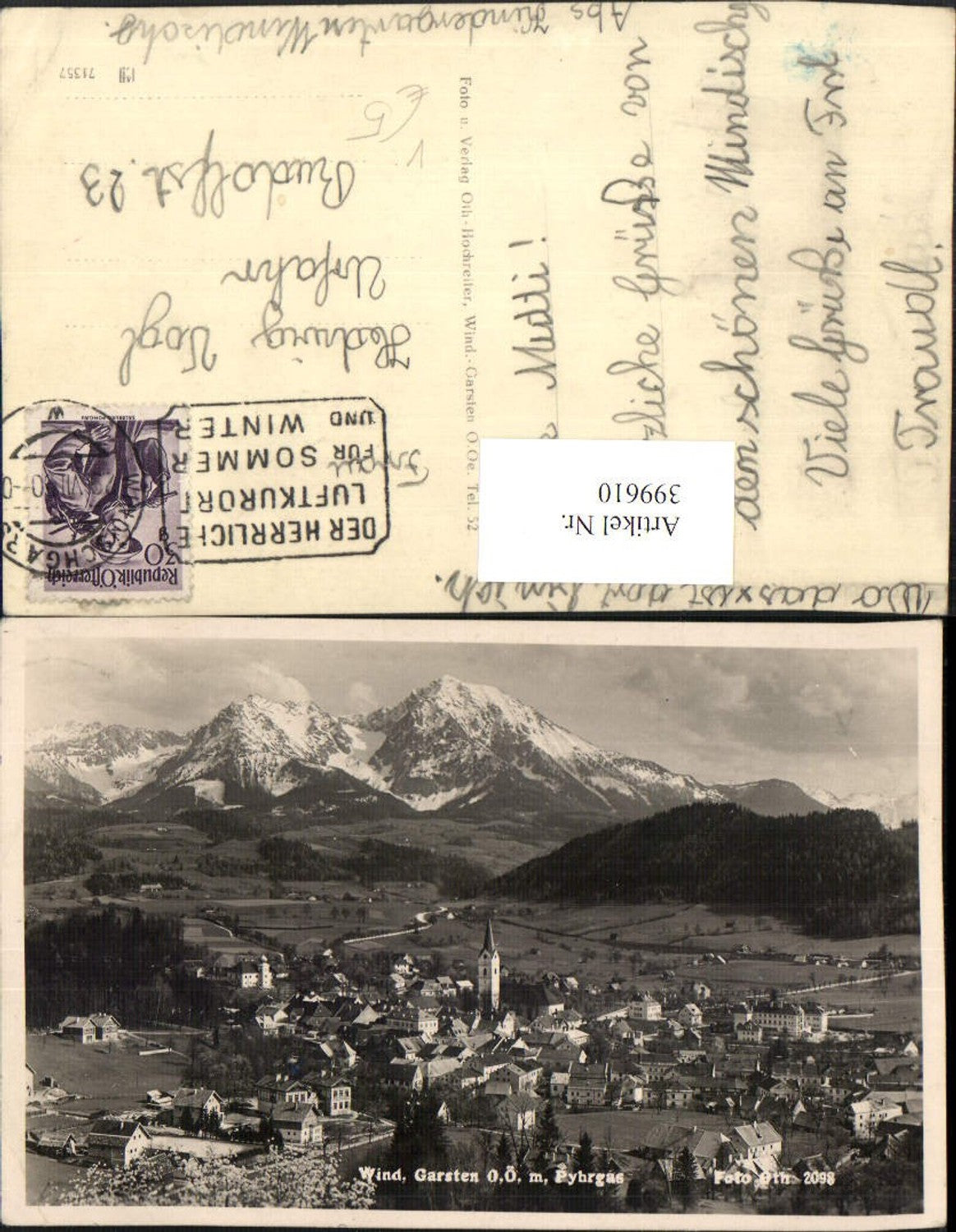 399610,Windischgarsten Totale m. Pyhrgas Bergkulisse pub Foto Oth 2098