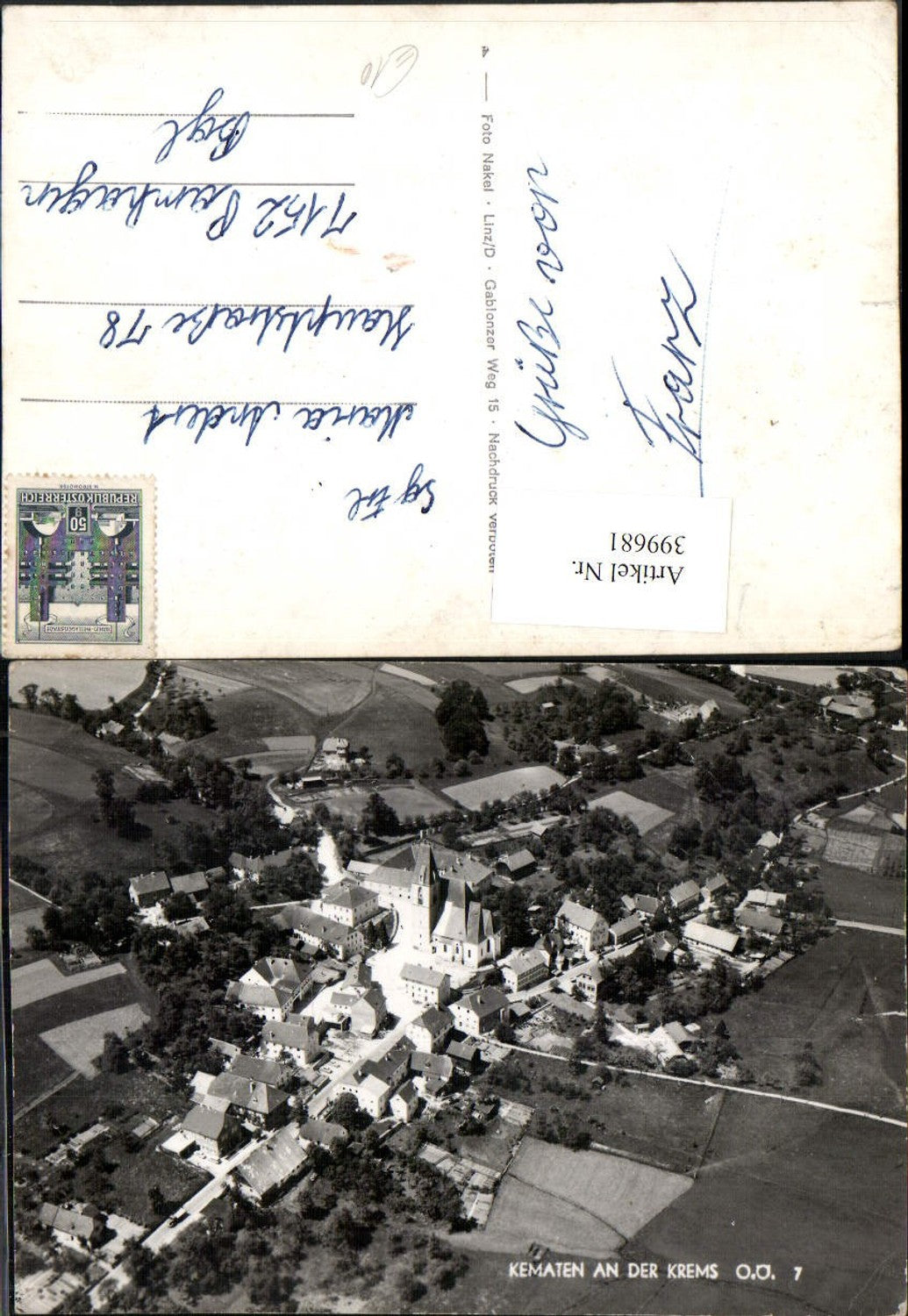 399681,Kematen an d. Krems Totale Fliegeraufnahme