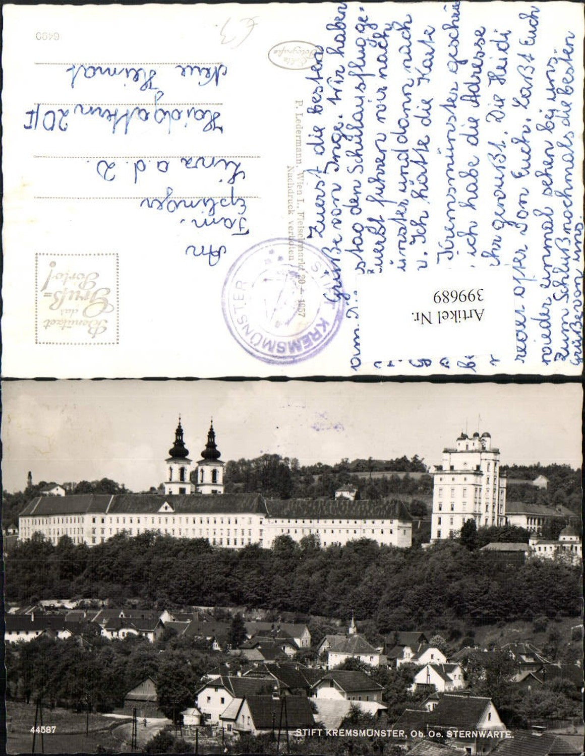 399689,Kremsmünster Teilansicht m. Stift u. Sternwarte