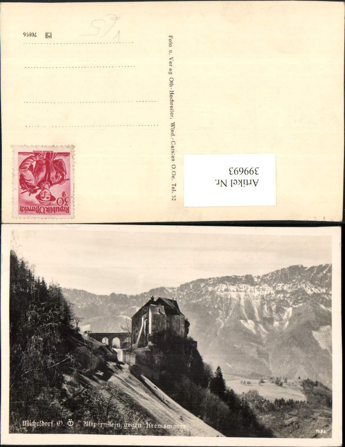 399693,Micheldorf Burg Altpernstein geg. Kremsmauer Bergkulisse pub Foto Oth