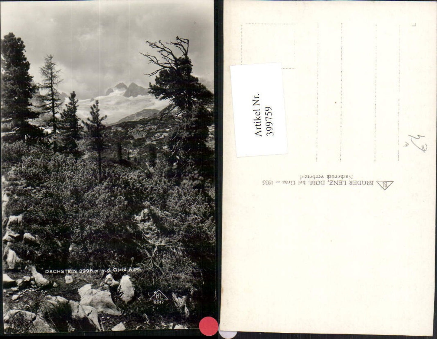399759,Dachstein von d. Gjaidalm b. Obertraun Bergkulisse